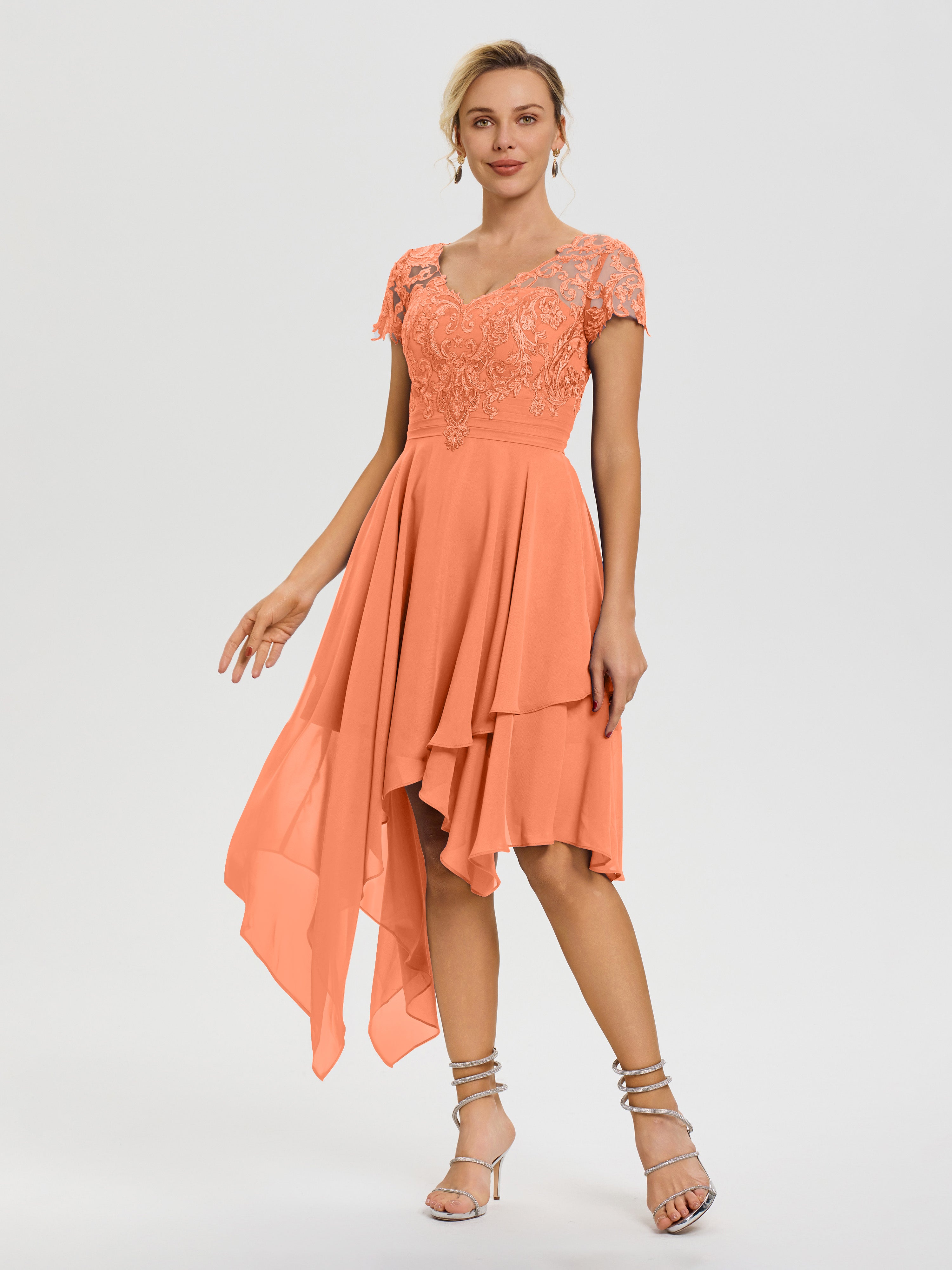 knee length asymmetrical dress Black Mirror Work Cotton Knee Length Asymmetrical Dress Custom Size (Free) / Petite (5'1" and below)
