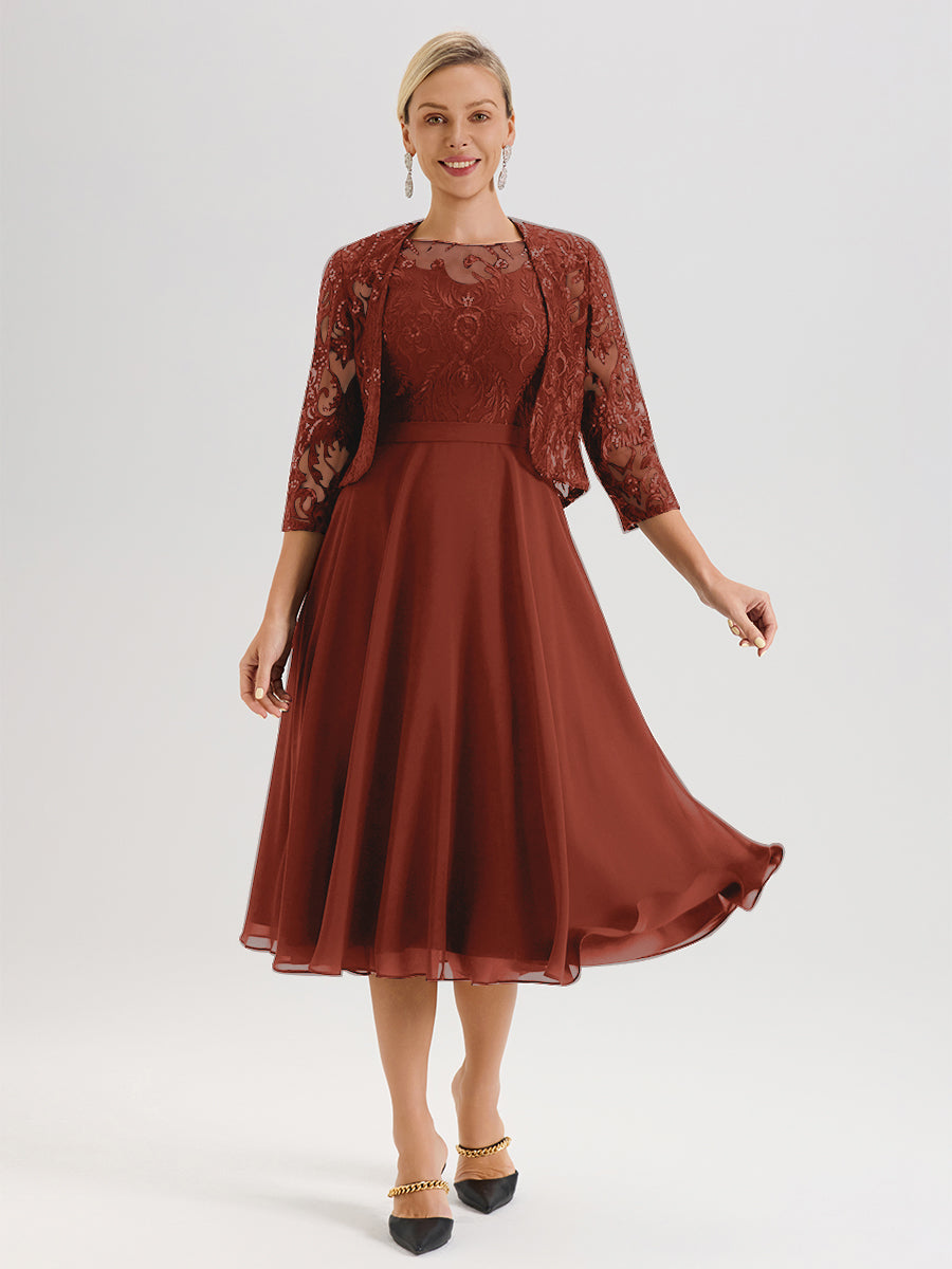 Cicinia Rust Mother Of The Bride Pant Suits For Wedding 2 Pieces Chiffon Beaded With Sleeves main image 1