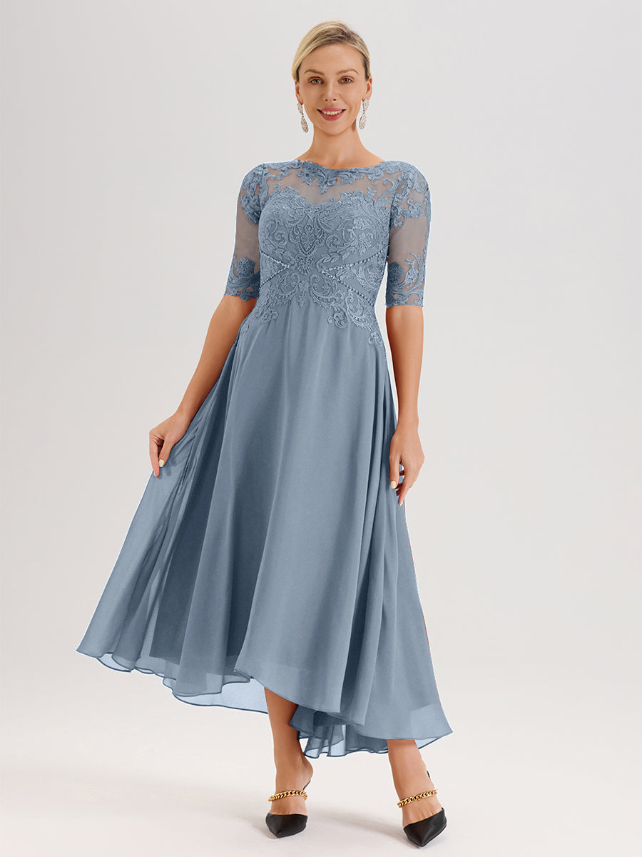 Cicinia Dusty Blue Mother Of The Groom Dress Chiffon Lace Beaded A-lin