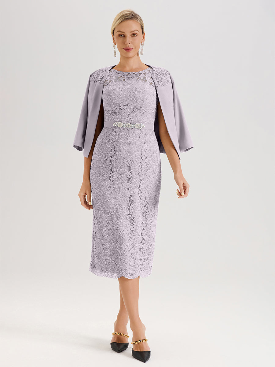 sachin and babi light blue dress Mikado and Lace Midi Dress with Jacket – M.R DESIGN main image 0