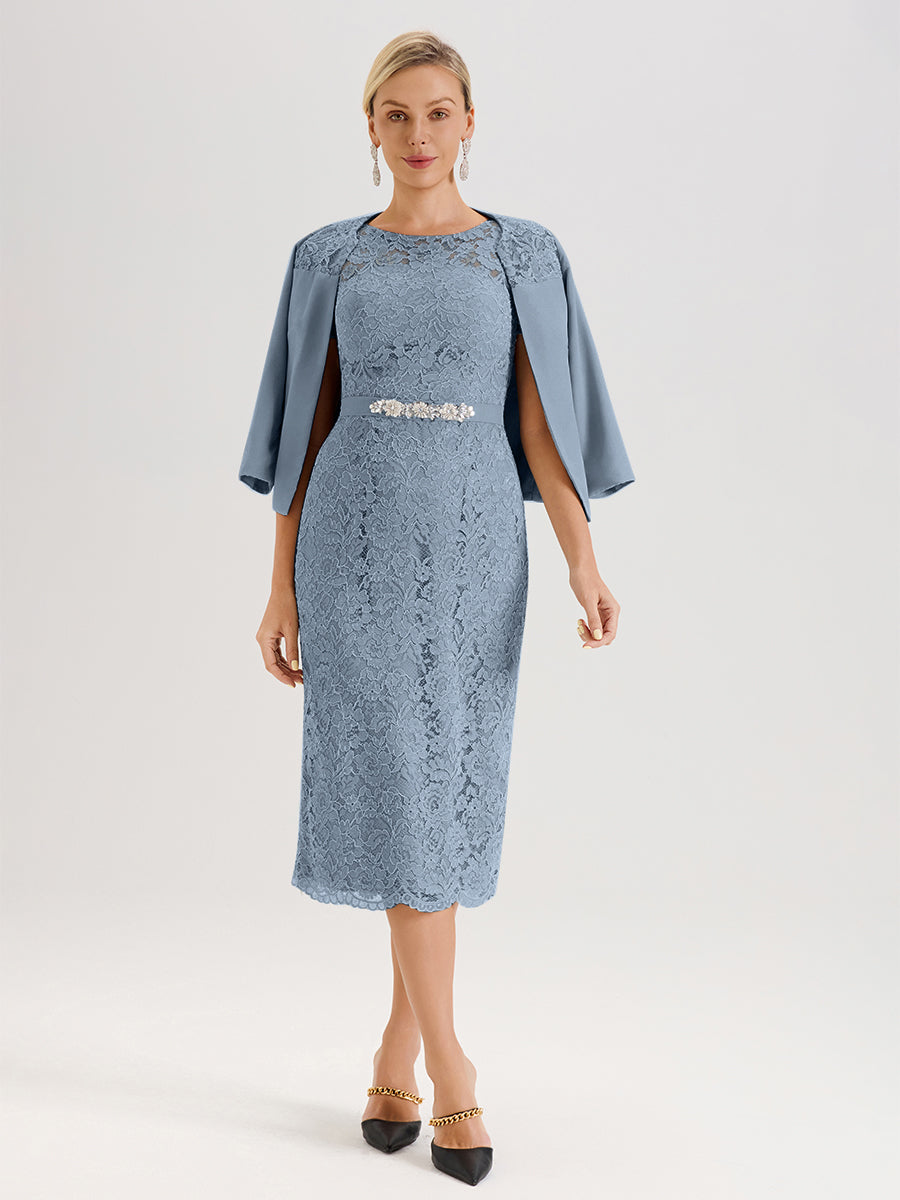 Cicinia Dusty_Blue Mother Of The Groom Dress With Jacket Chiffon Lace