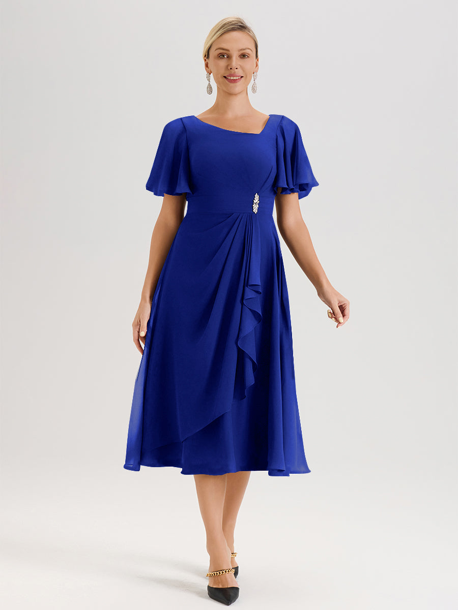 Cicinia Royal Blue Mother Of The Groom Dress Long Chiffon A-line Tea L