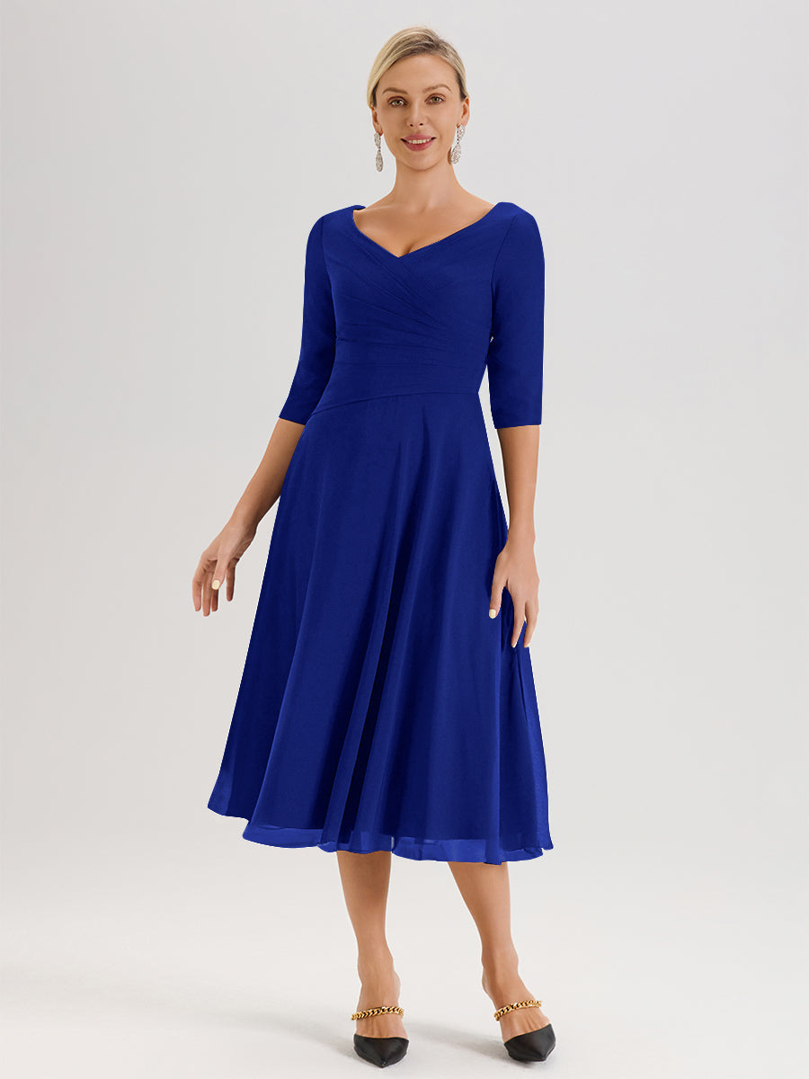 Cicinia Royal Blue Mother Of The Groom Dress Long Chiffon A-line Tea L