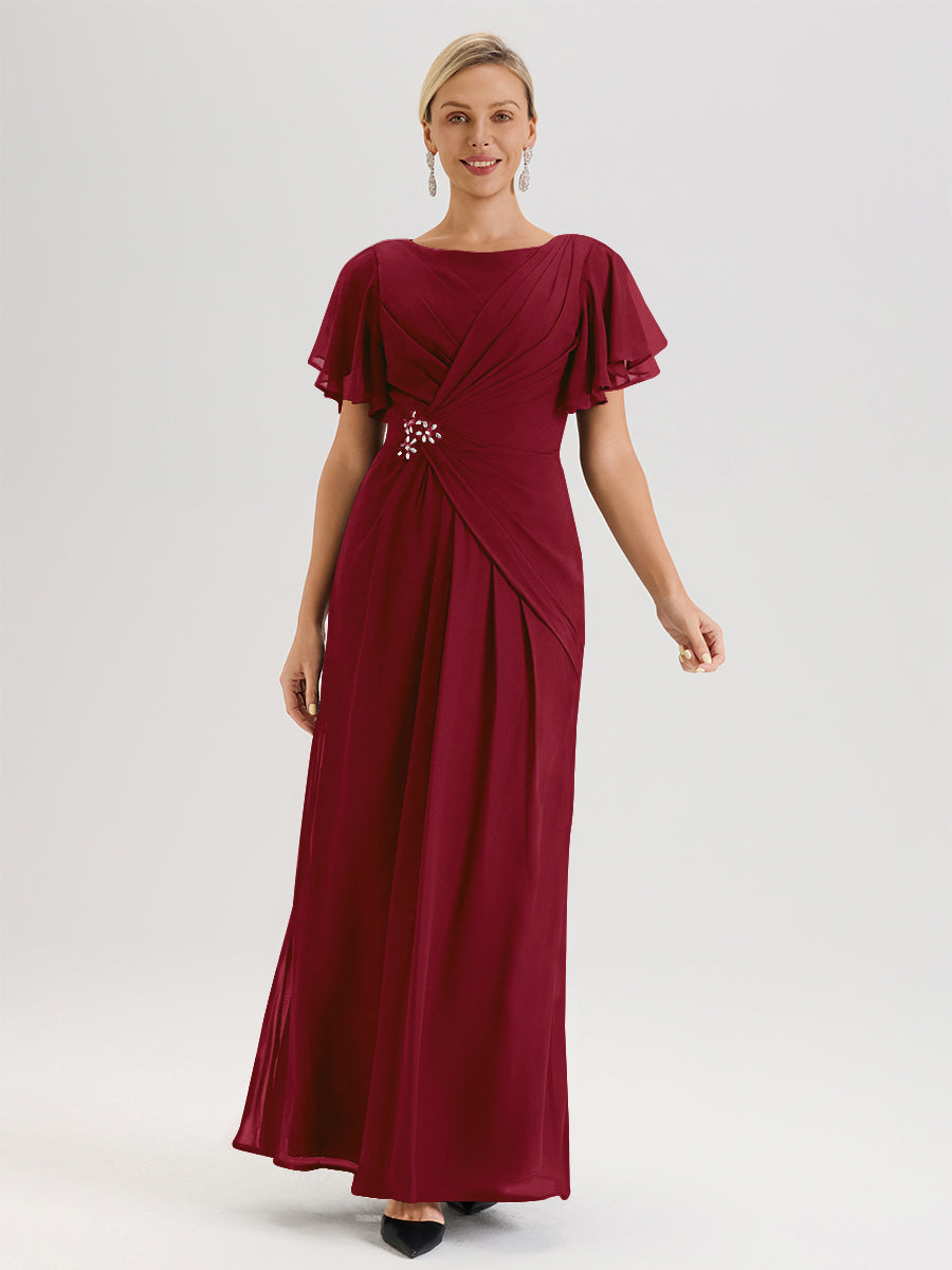 Cicinia Burgundy Mother Of The Groom Dress Long Chiffon Beaded Floor L