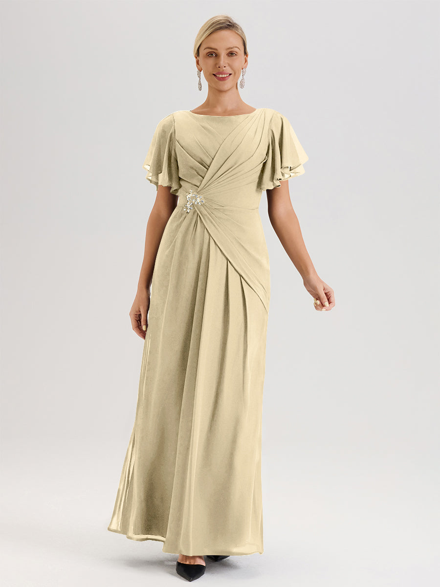 champagne mob dress Cicinia Mother Of The Bride Long Chiffon Beaded Floor Length Flutter Sleeves Primavera Couture 4691 BLACK evening party or any Trendsi Wood Finish:Chocolate Oak