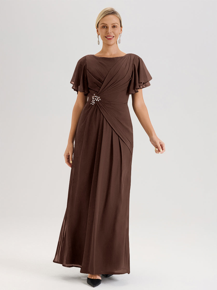 Cicinia Chocolate Mother Of The Bride Dress Long Chiffon Beaded Floor