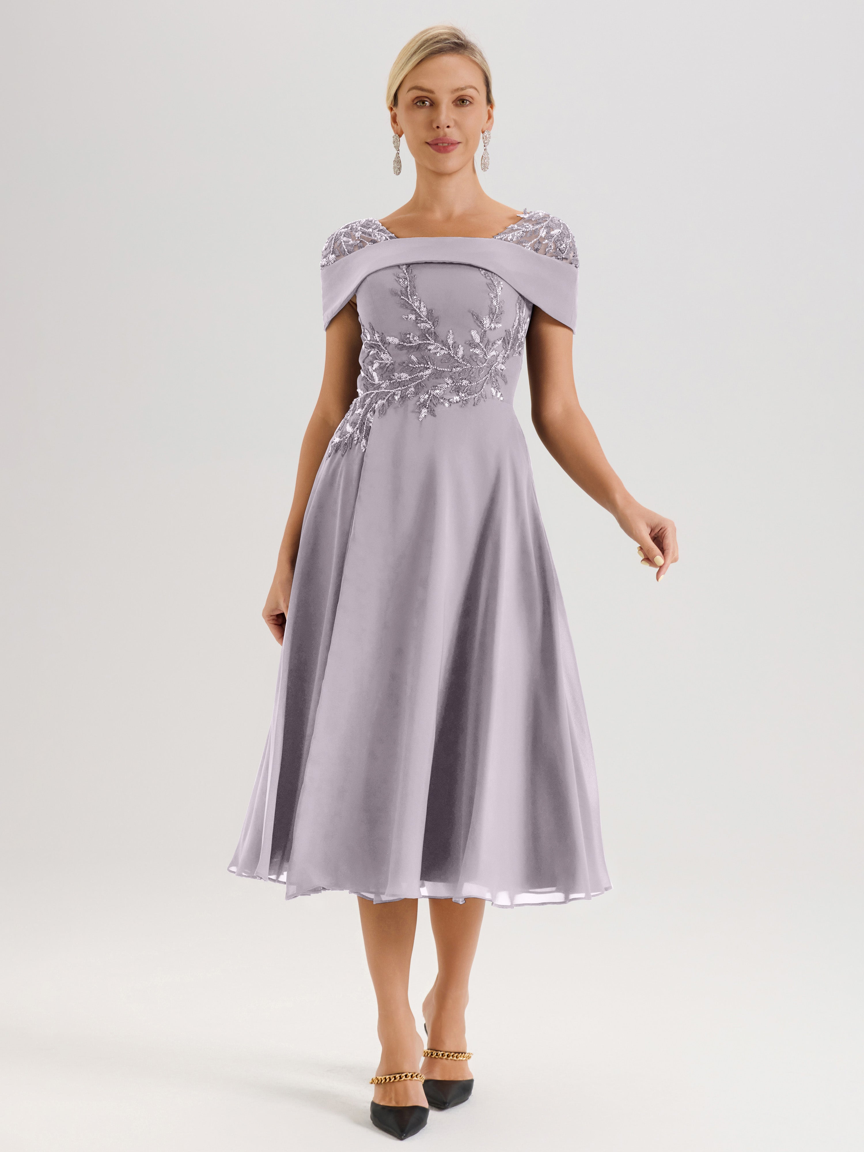 mother of the groom cocktail dresses May Queen MQ2124 - Tea-Length Lycra A-line Dress