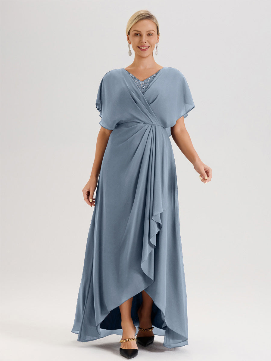Cicinia Dusty Blue Mother Of The Groom Dress Long Chiffon A-line Floor