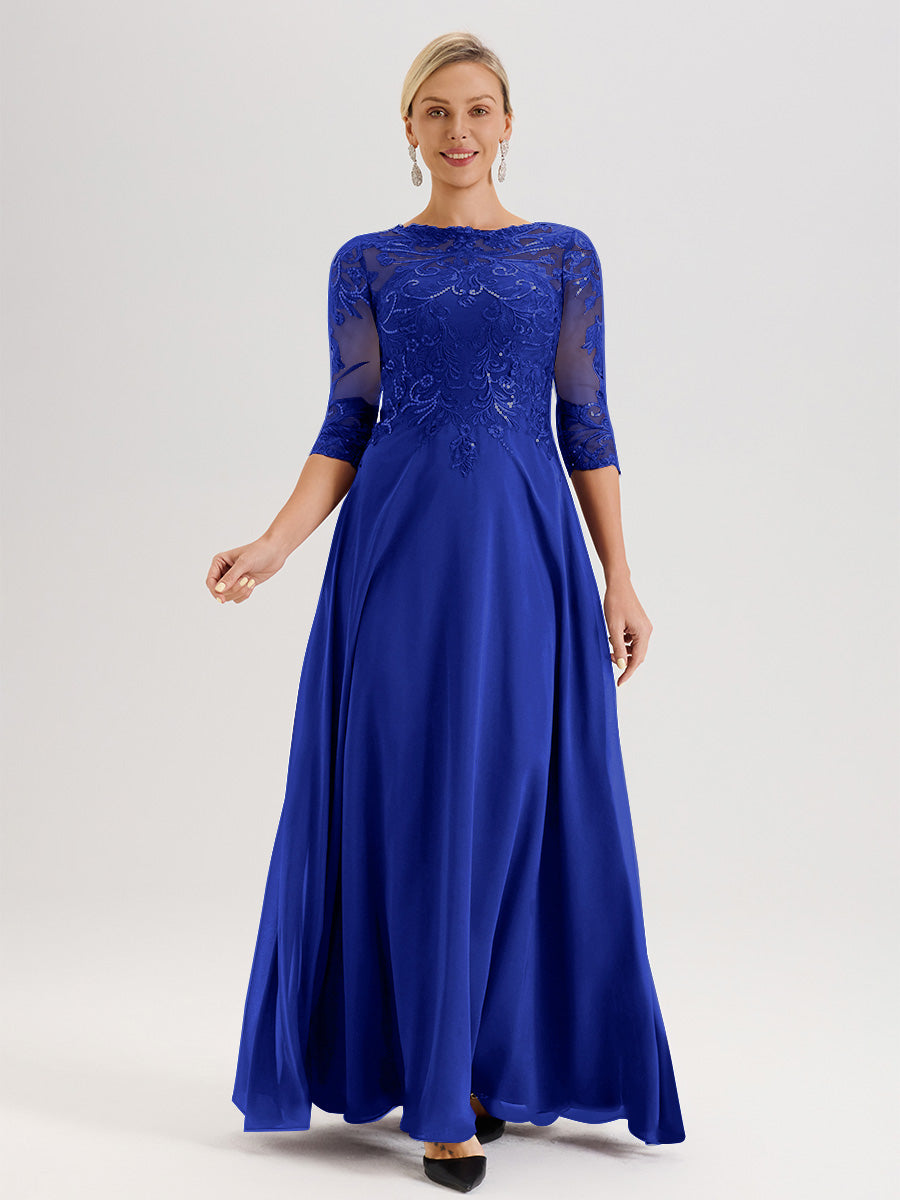 Cicinia Royal Blue Mother Of The Bride Dress Long Chiffon Lace A-line