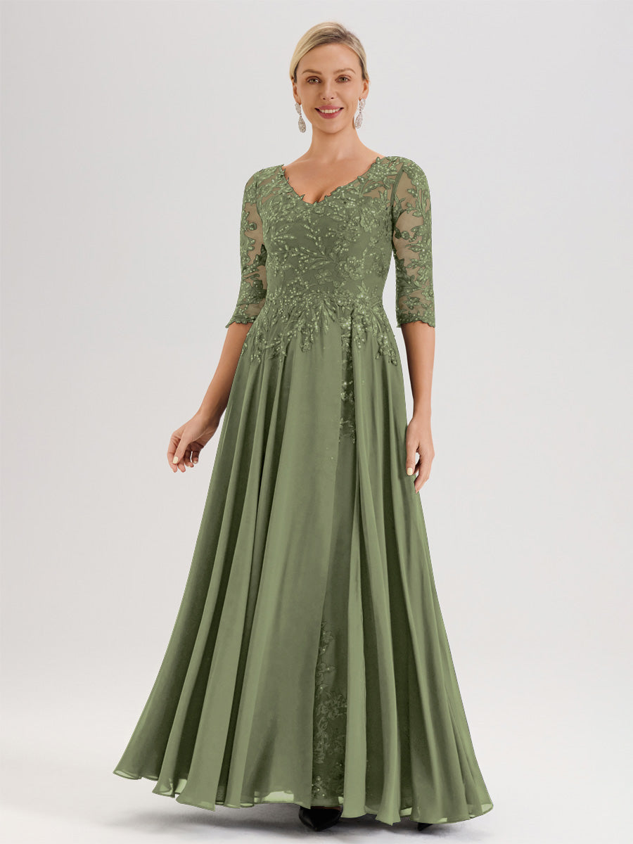 Cicinia Olive Green Mother Of The Bride Dress Long Chiffon Sequined La