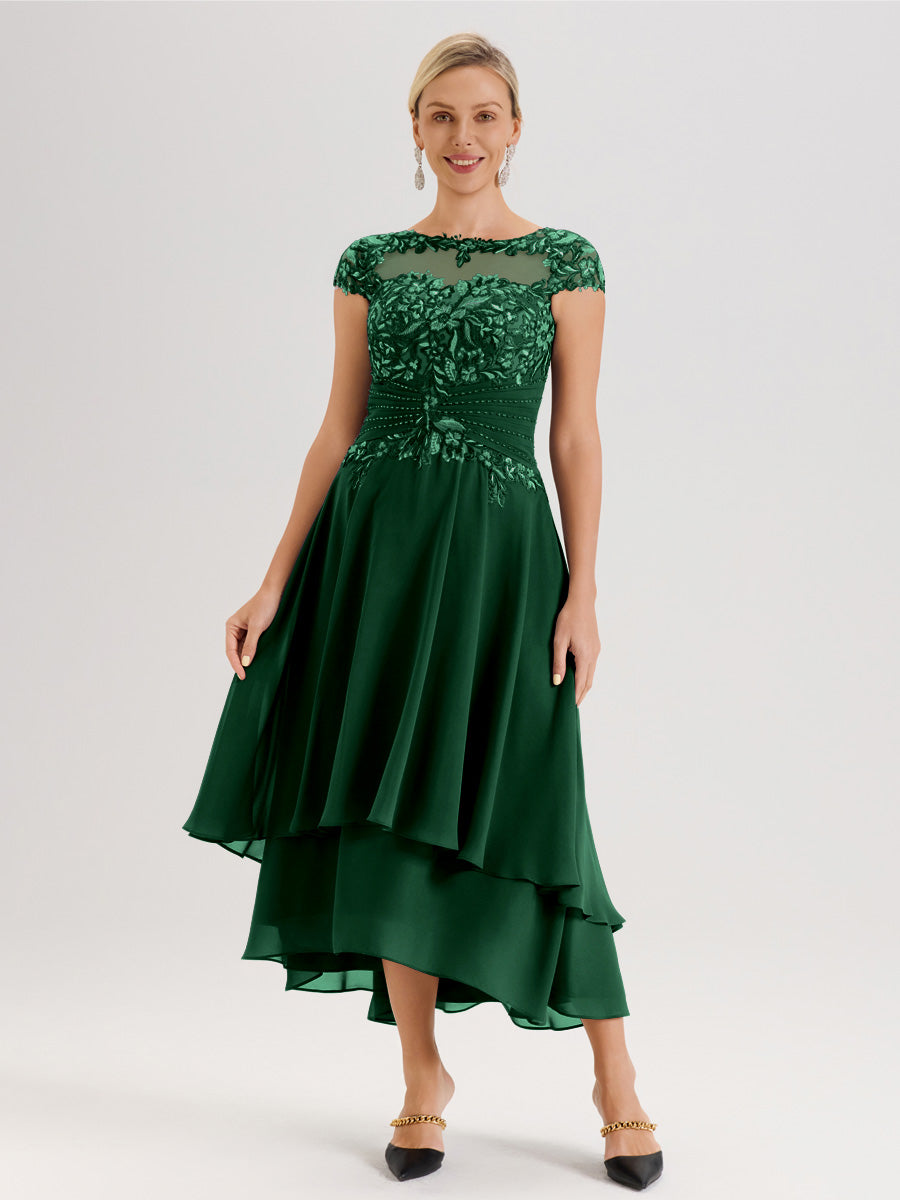 Cicinia Dark Green Mother Of The Groom Dress Long Chiffon Lace A-line