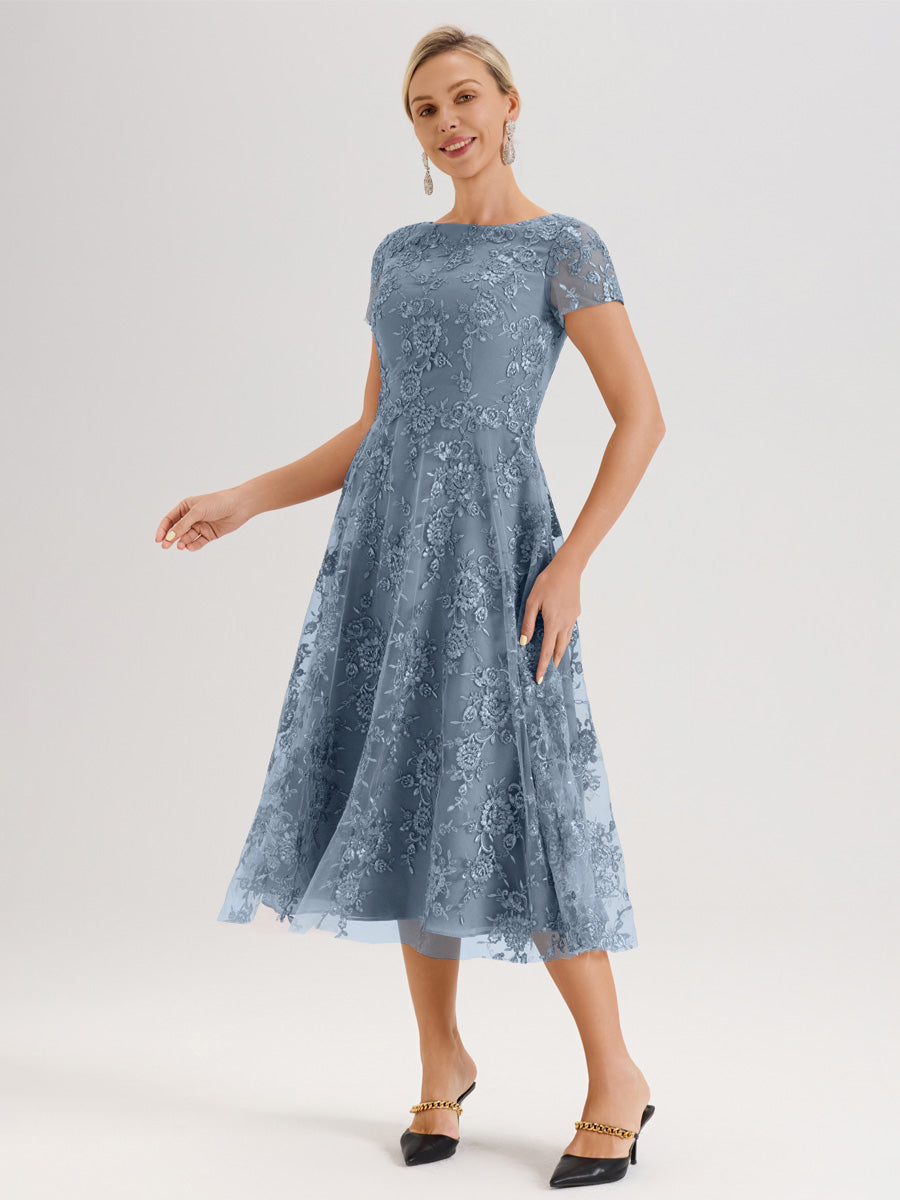 Cicinia Dusty Blue Mother Of The Groom Dress Long Lace Chiffon A-line