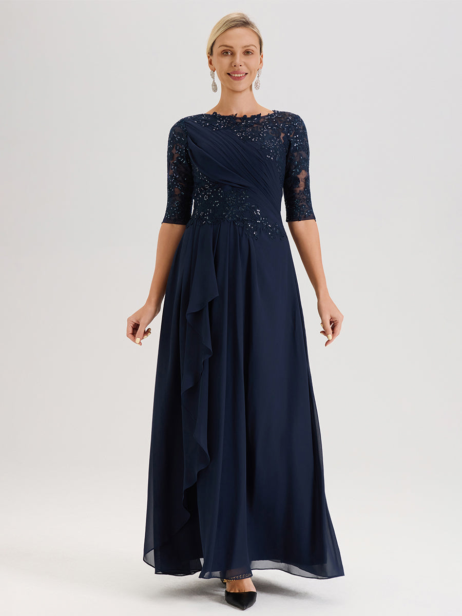 Cicinia Dark Navy Mother Of The Groom Dress Long Chiffon A-line Half S