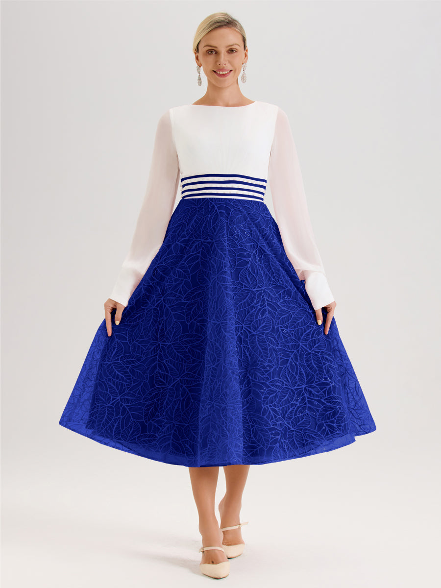 Cicinia Royal Blue Mother Of The Groom Dress Chiffon Lace Beaded A-line Half Sleeves High Low Hemline