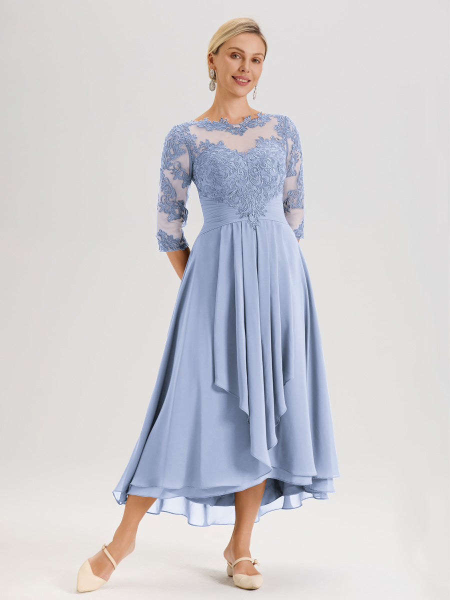 Cicinia Sky Blue Mother Of The Bride Dress Long Chiffon Lace A-line Hi
