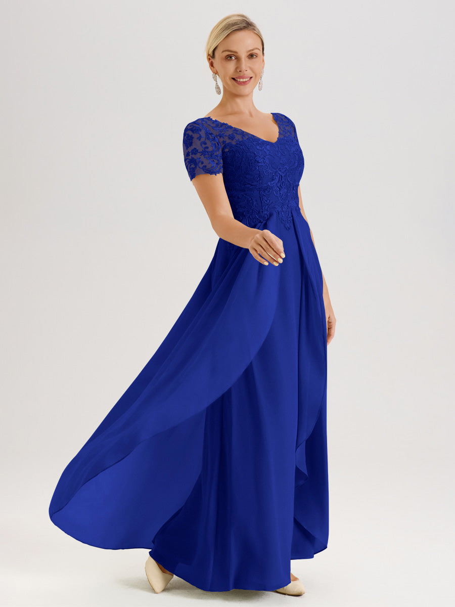 Cicinia Royal Blue Mother Of The Groom Dress With Sleeves Long Chiffon