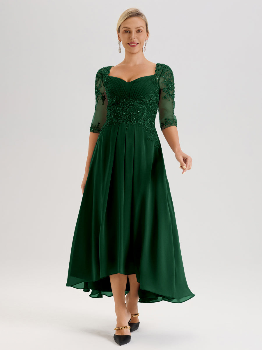 Cicinia Dark Green Mother Of The Bride Dress With Sleeves Long Chiffon