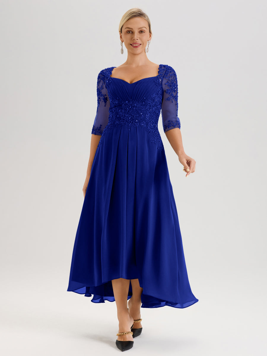 sachin and babi light blue dress Royal Blue Chiffon V-neck Long Evening Prom Dresses, Side Slit Prom Dr –  MarryLover main image 1
