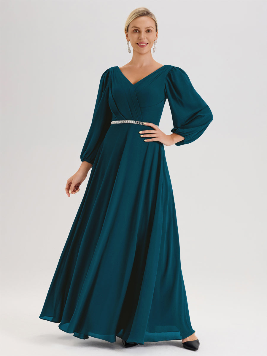 Cicinia Ink Blue Mother Of The Groom Dress With Sleeves Long Chiffon A