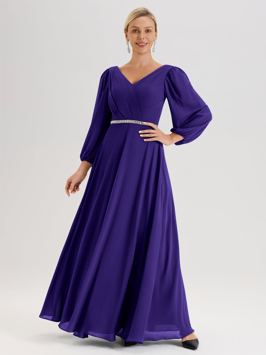 long sleeve regency dress Cicinia Mother Of The Groom With Sleeves Chiffon A-line V-neck Aurora One Shoulder Mesh Teacher Appreciation Height Range:4'11.1-5'2.6 | 1.5m-1.59m made of light grey