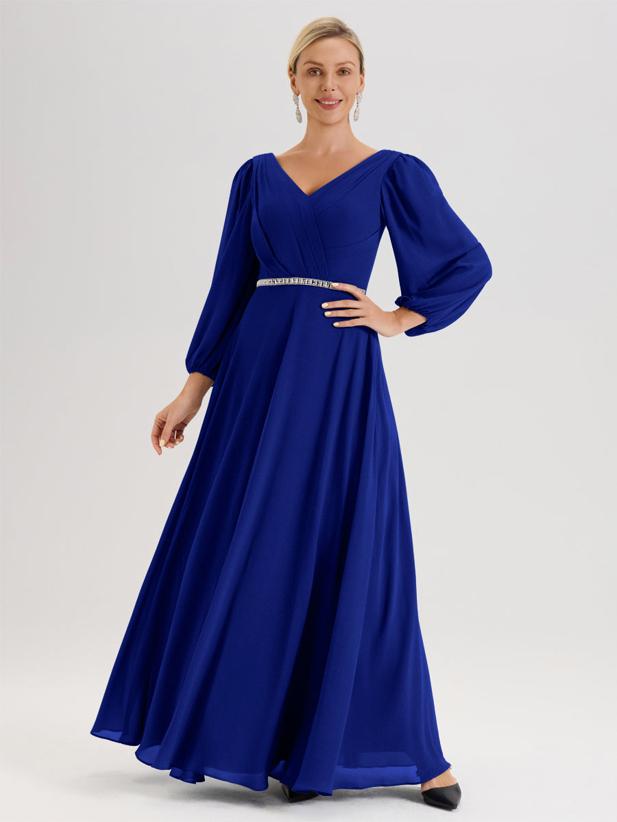 Cicinia Royal Blue Mother Of The Groom Dress With Sleeves Long Chiffon