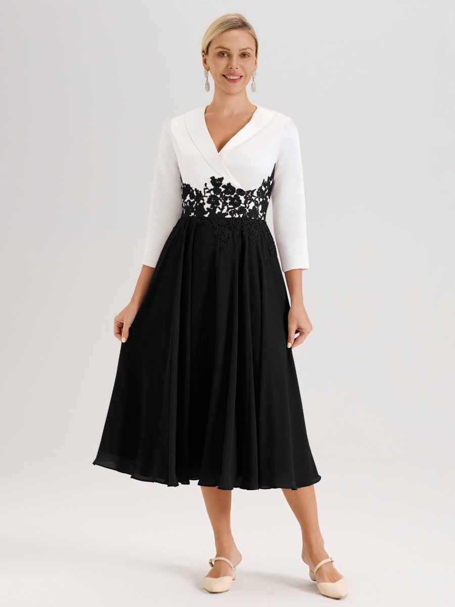Cicinia Black Mother Of The Groom Dress With Appliques Lace Long Satin