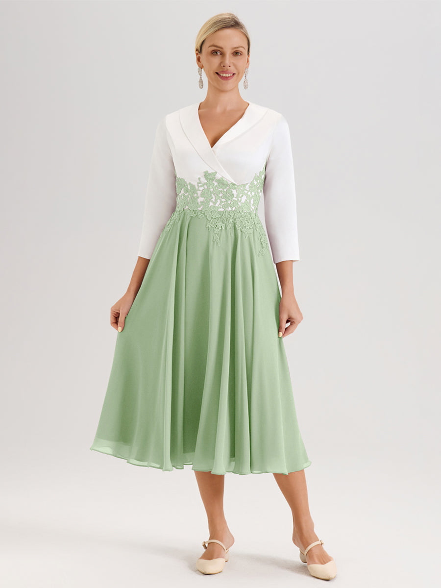 Cicinia Dusty Sage Mother Of The Bride Dress With Appliques Lace Long