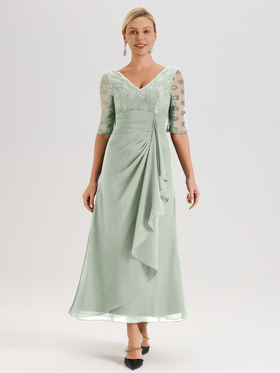 Cicinia Celadon Mother Of The Groom Dress With Sleeves Long Chiffon Se