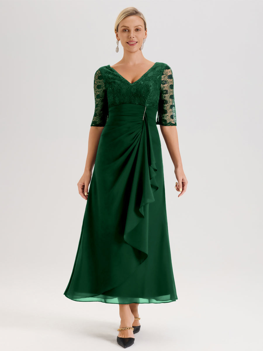 Cicinia Dark Green Mother Of The Groom Dress With Sleeves Long Chiffon