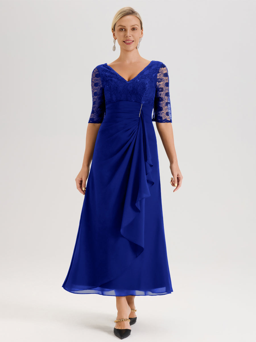 Cicinia Royal Blue Mother Of The Groom Dress With Sleeves Long Chiffon