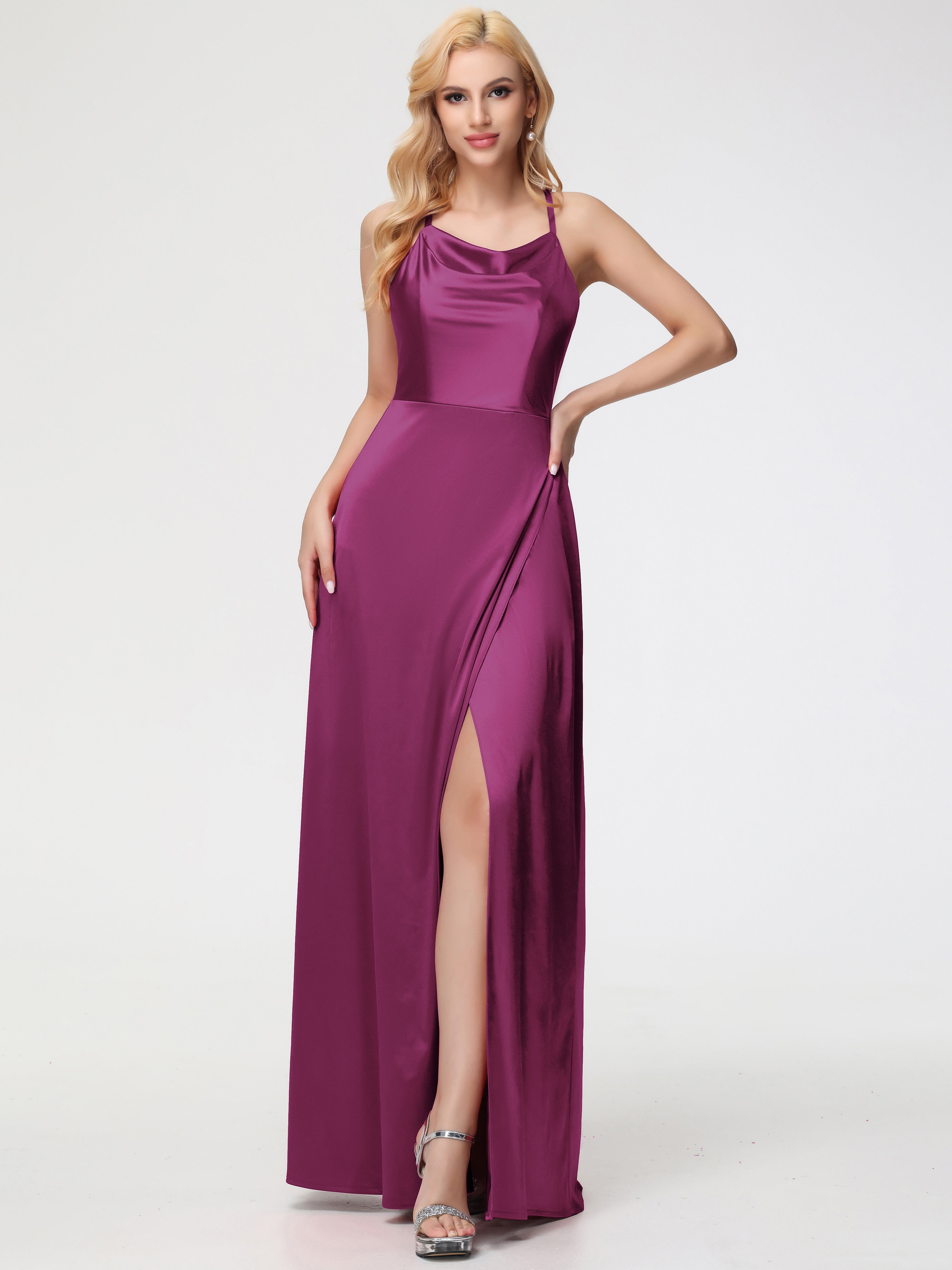 cowl neck satin prom dress Zapakasa Women Prom Dress with Pleated Dusty Sage A Line Cowl Neck Satin Long Bridesmaid Dress