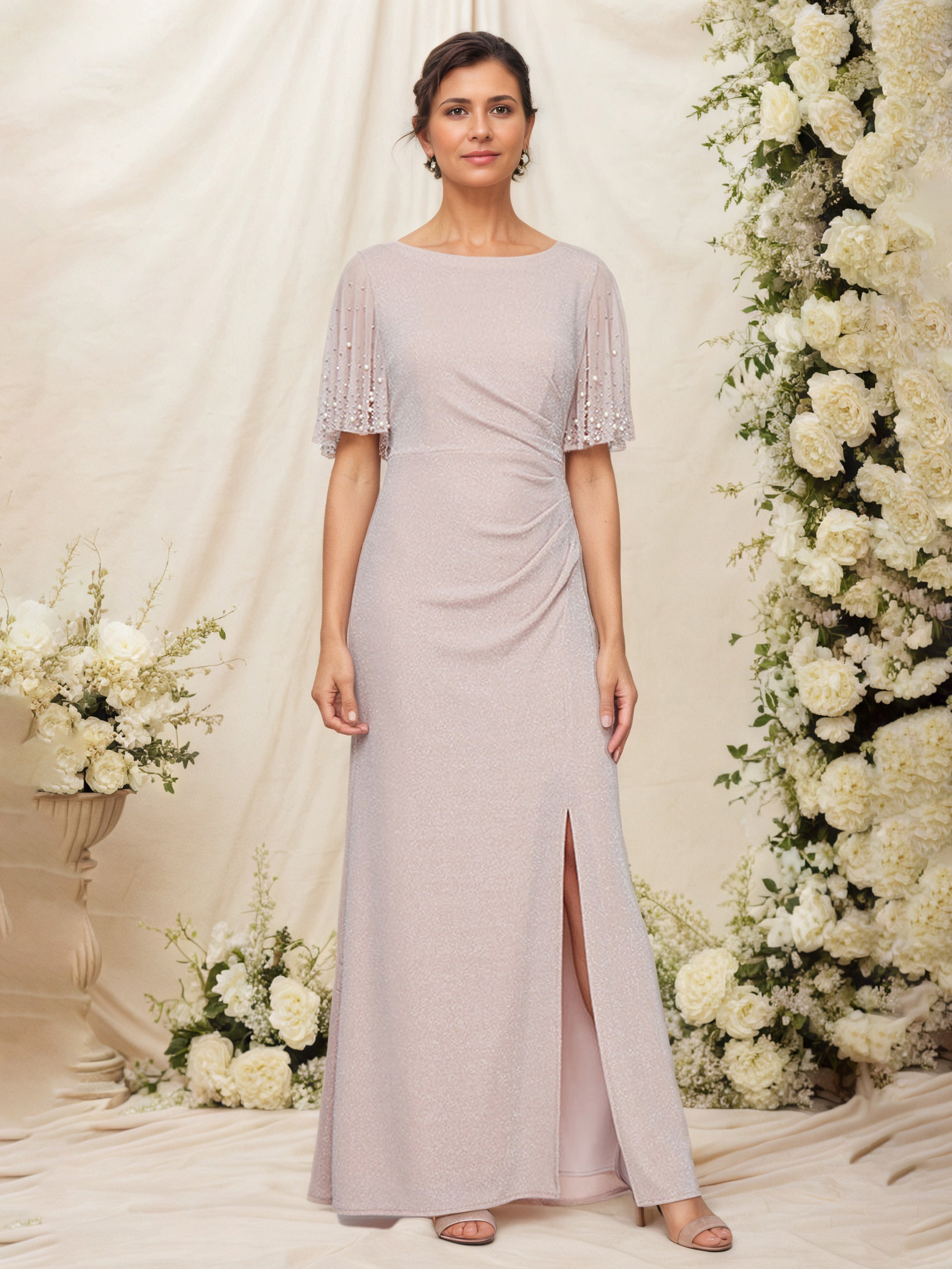 Blush Mother Of The Bride Dress Sheath Embellished Short Sleeves Ruched Mother Of The Bride Dresses Blush Mother Of The Bride Dress Sheath Embellished Short Sleeves Ruched Mother Of The Bride Dresses