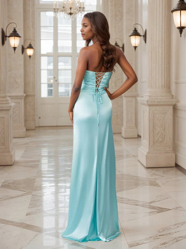 Silver Formal Dresses Sheath Sweetheart Keyhole Long Formal Dress