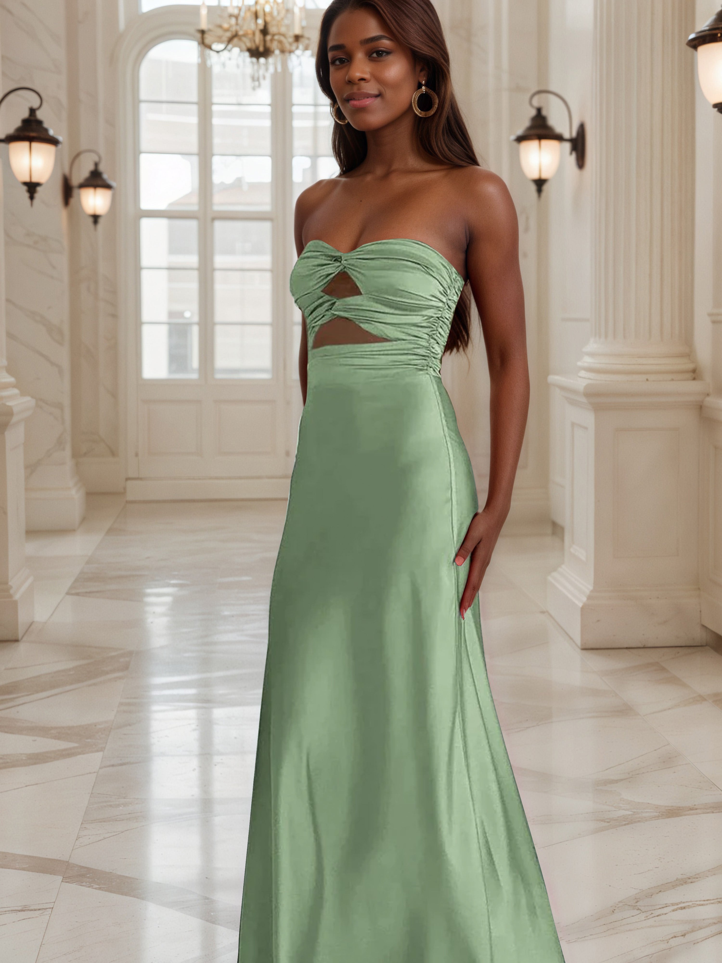 Dusty Sage Prom Dresses Sheath Sweetheart Keyhole Long Prom Dress Dusty Sage Prom Dresses Sheath Sweetheart Keyhole Long Prom Dress