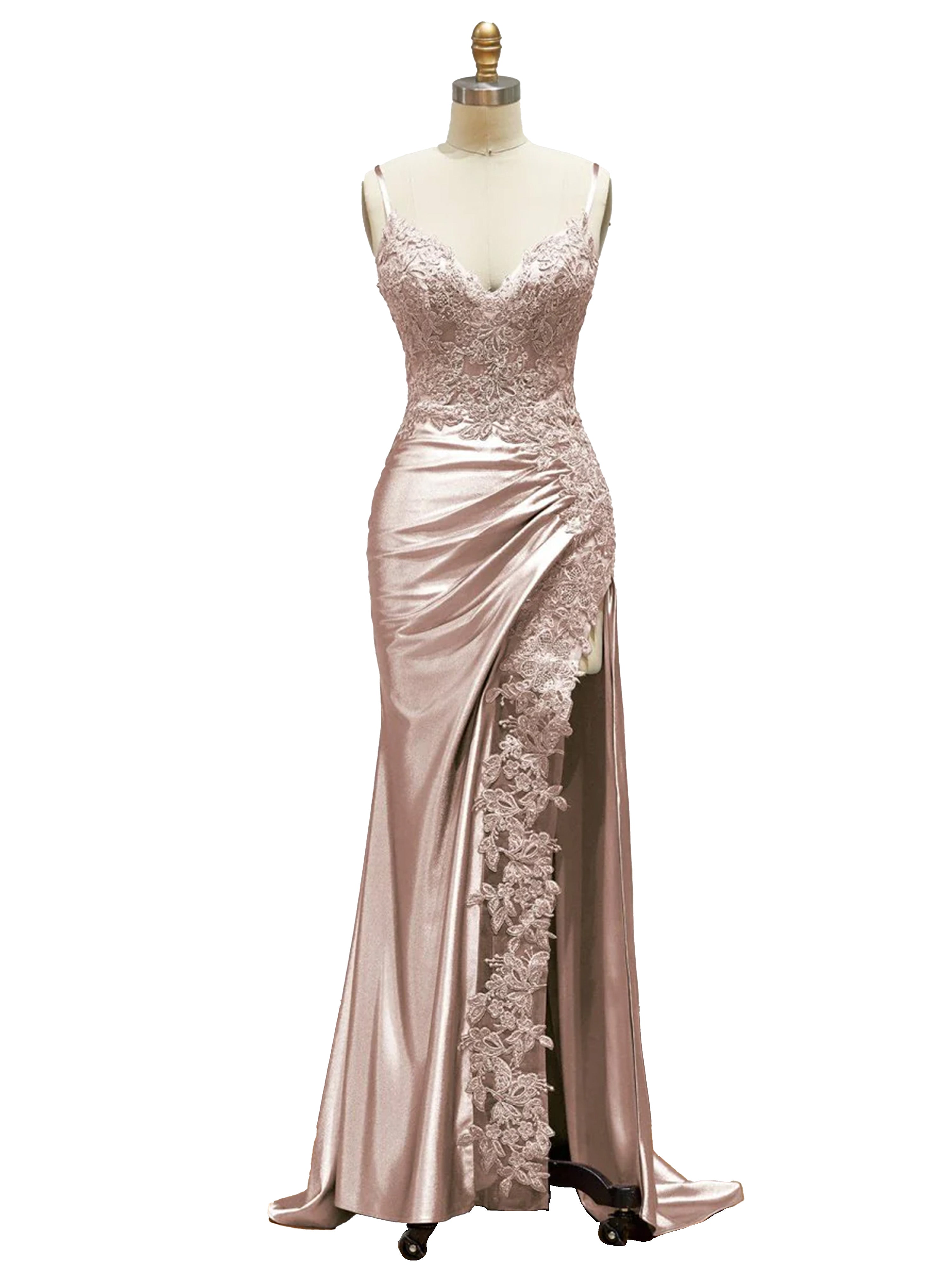 Pearl Pink Prom Dress Spaghetti Straps Lace Bodice Long Prom Dresses w Pearl Pink Prom Dress Spaghetti Straps Lace Bodice Long Prom Dresses w