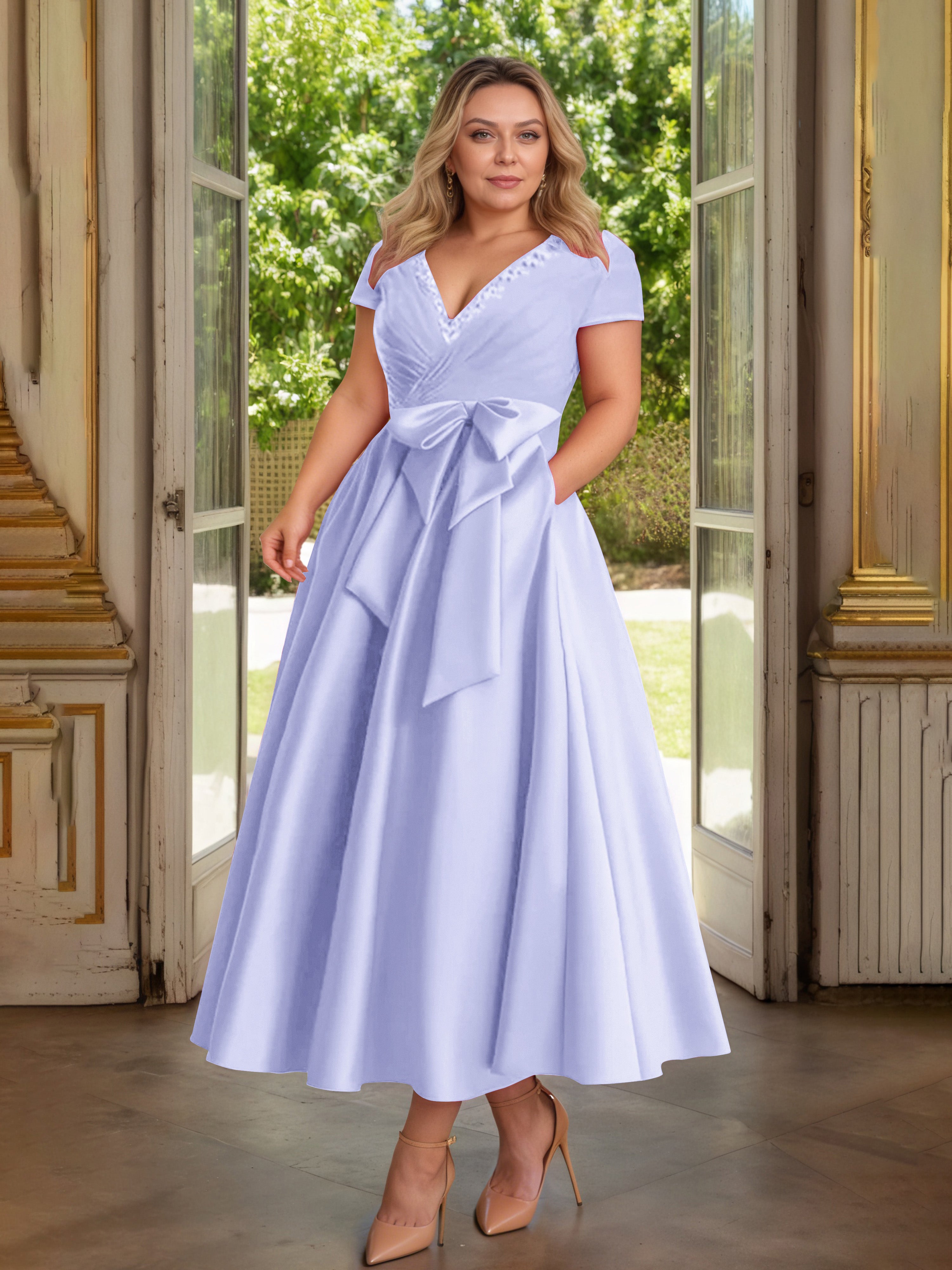 Cicinia Lavender Mother Of The Bride Dress Plus Size Long Satin A-line