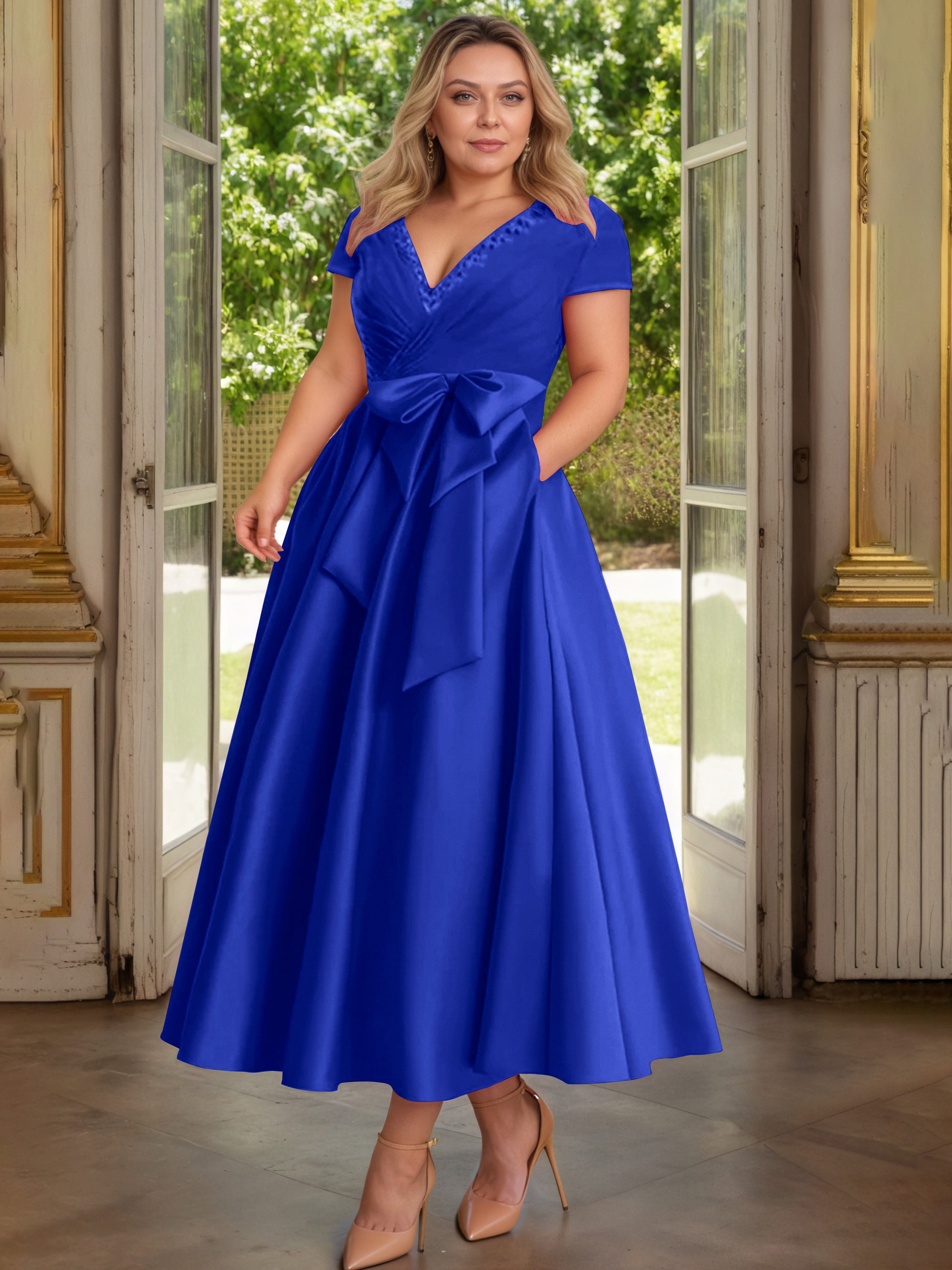 royal blue evening dress plus size Cicinia Royal Blue Mother Of The Bride Dress Plus Size Long Satin A-li