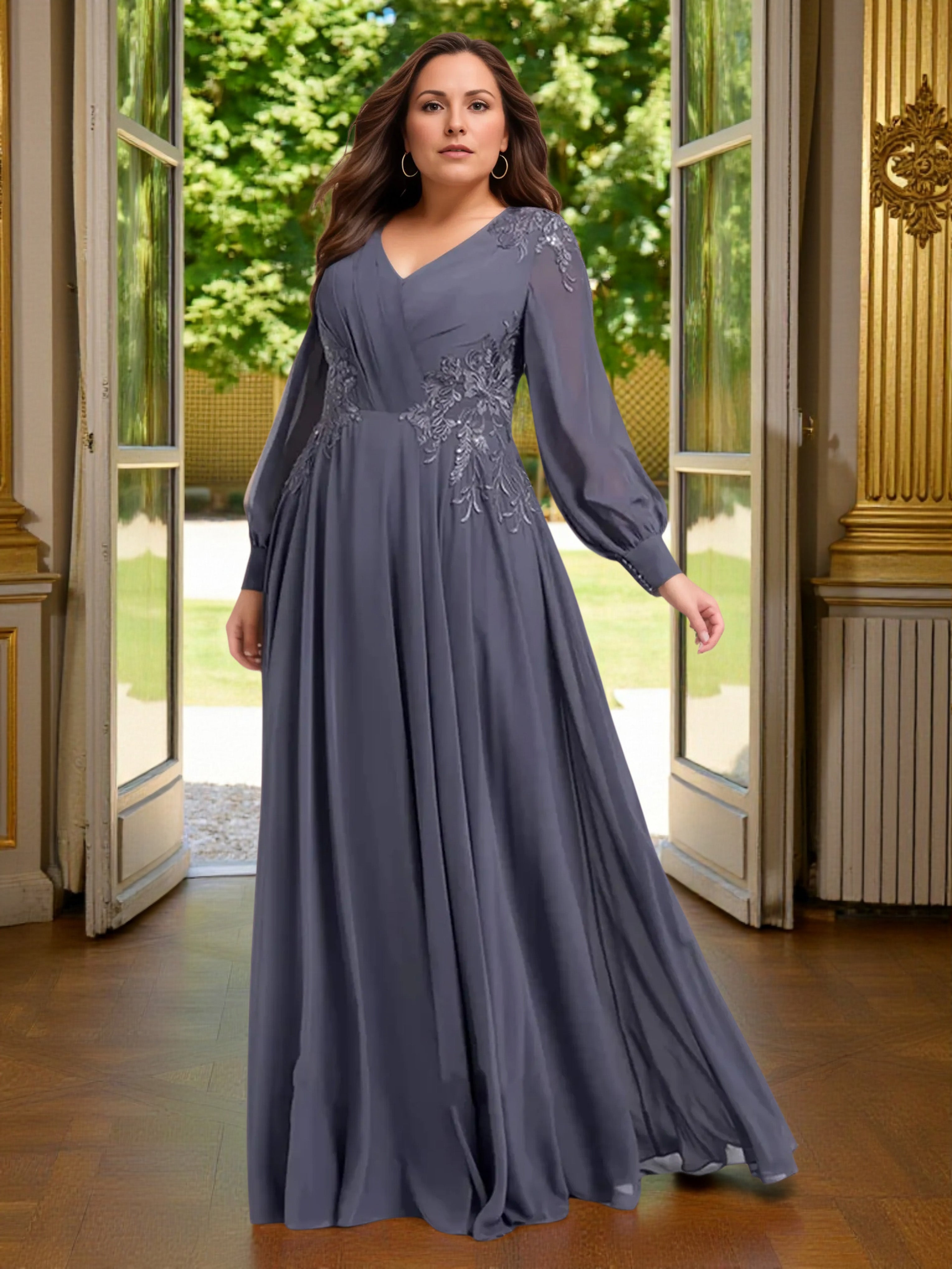 Cicinia Stormy Plus Size Mother Of The Bride Dress Long Chiffon A-line Cicinia Stormy Plus Size Mother Of The Bride Dress Long Chiffon A-line