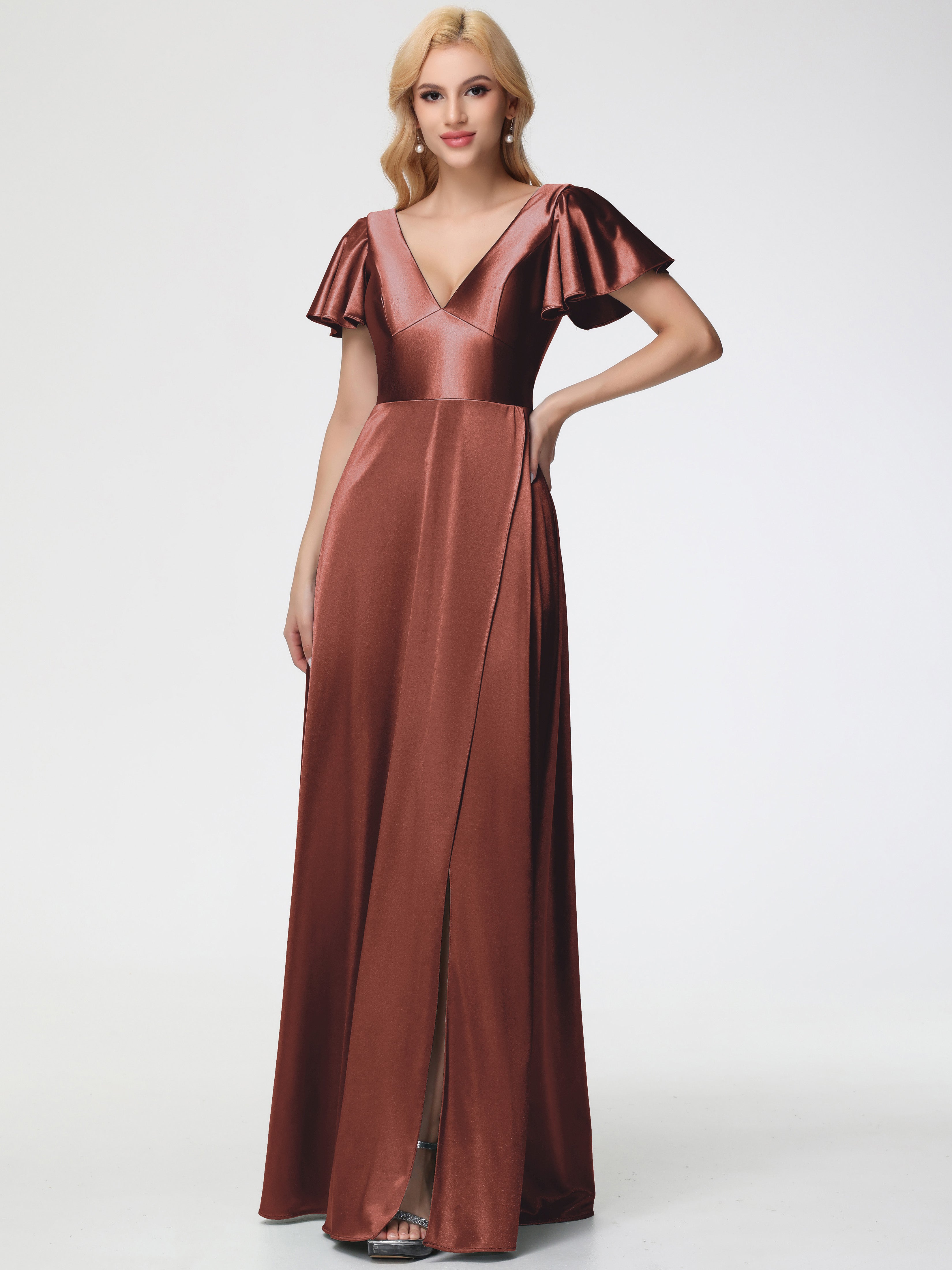brown dress trousers ladies Brown Halter Sequin Deep V Dress – Peek This Dress main image 1