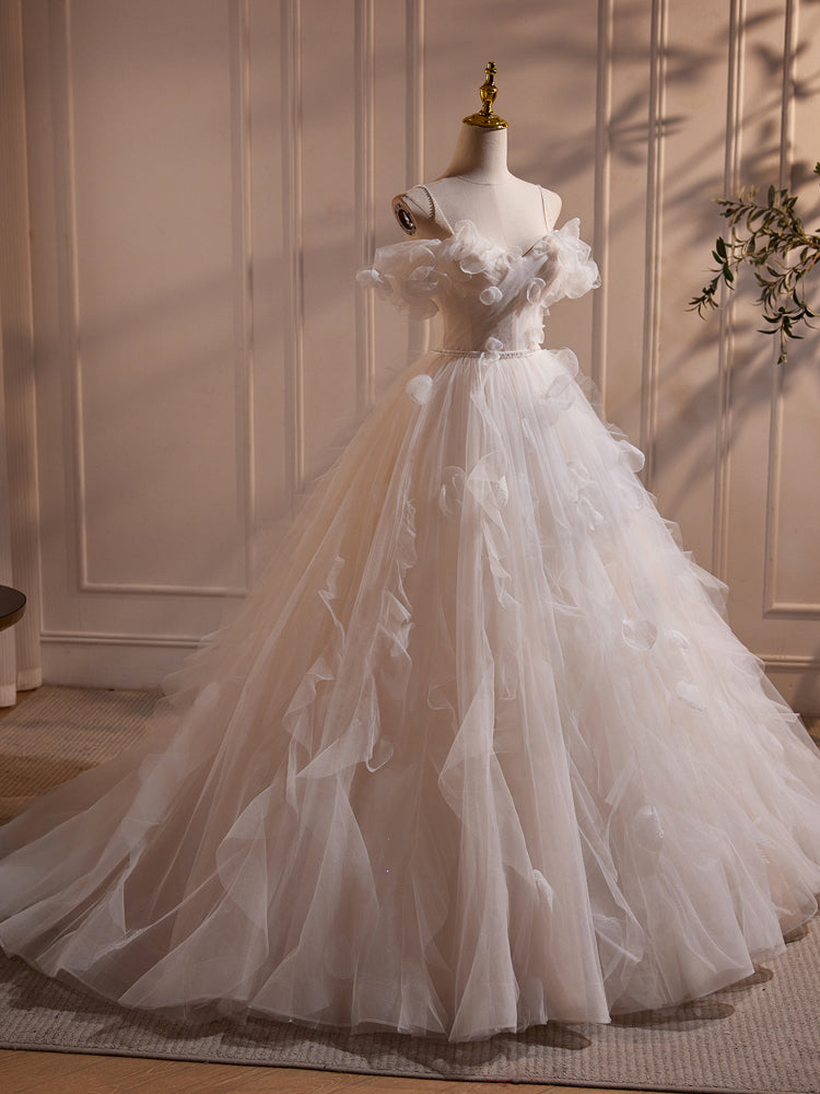 Fairy Off the Shoulder Flower Tulle Long Wedding Dress Fairy Off the Shoulder Flower Tulle Long Wedding Dress