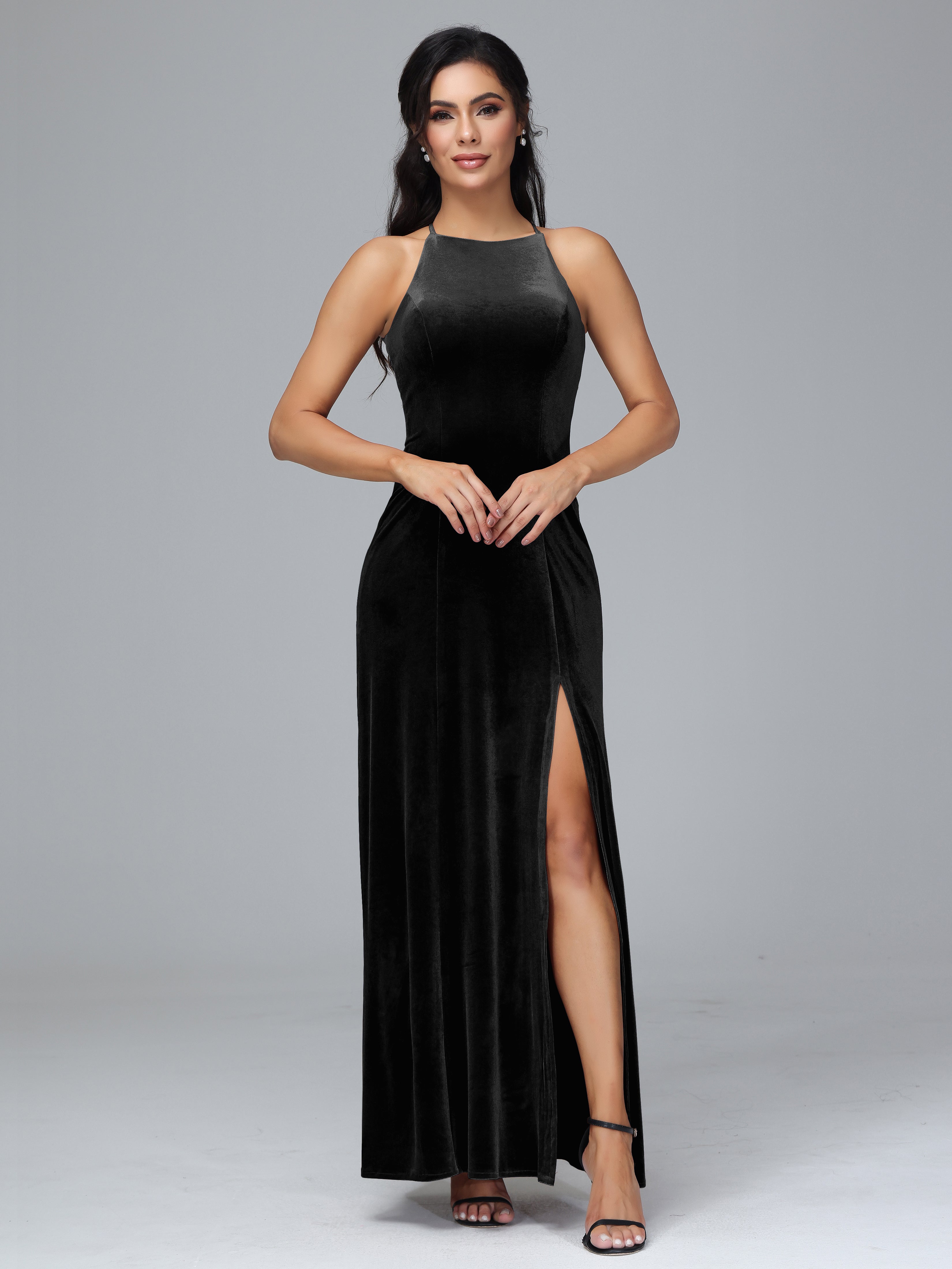 Halter Open Back Velvet Bridesmaid Dress Halter Open Back Velvet Bridesmaid Dress