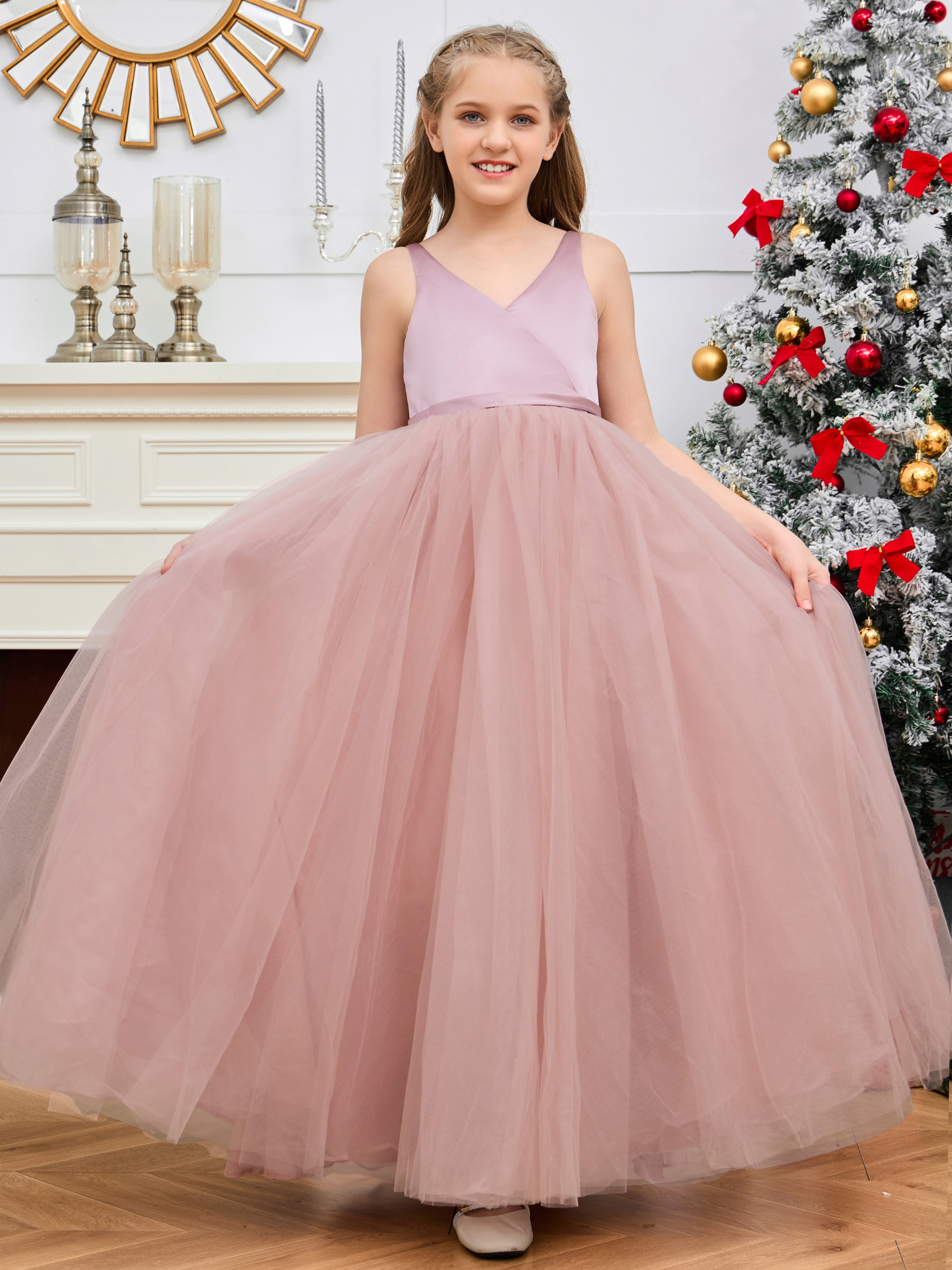 Cute Sleeveless Tulle Flower Girl Dress with Bow-Knot Cute Sleeveless Tulle Flower Girl Dress with Bow-Knot
