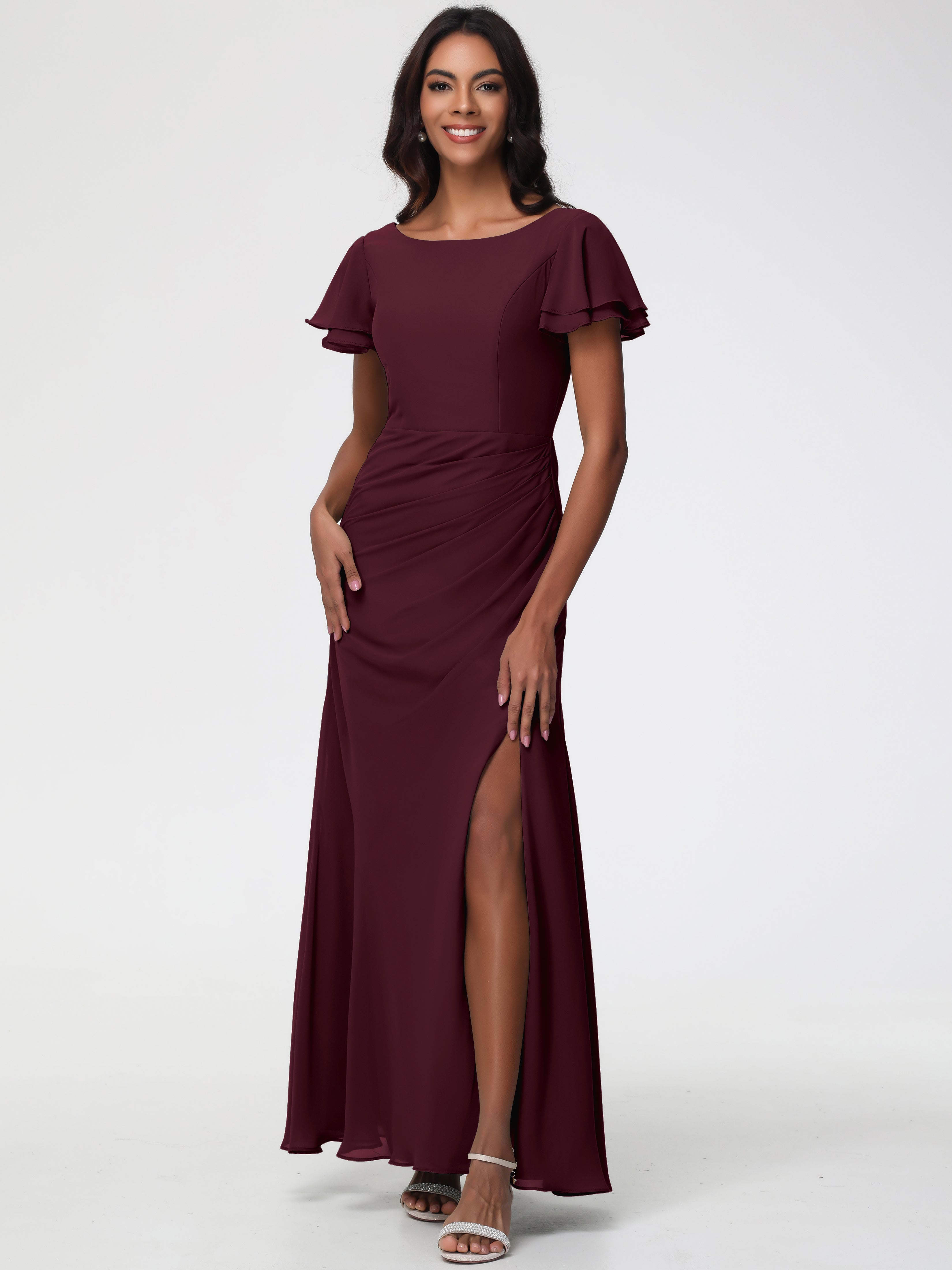 cabernet bridesmaid dresses Wedtrend A Line V Neck Sexy Pleated Floor Length Chiffon Long Dress Wedding Party Dressses, Chiffon color / US22W Whether you are dressing for a wedding party Prom Dresses, A-line Sleeveless Cabernet