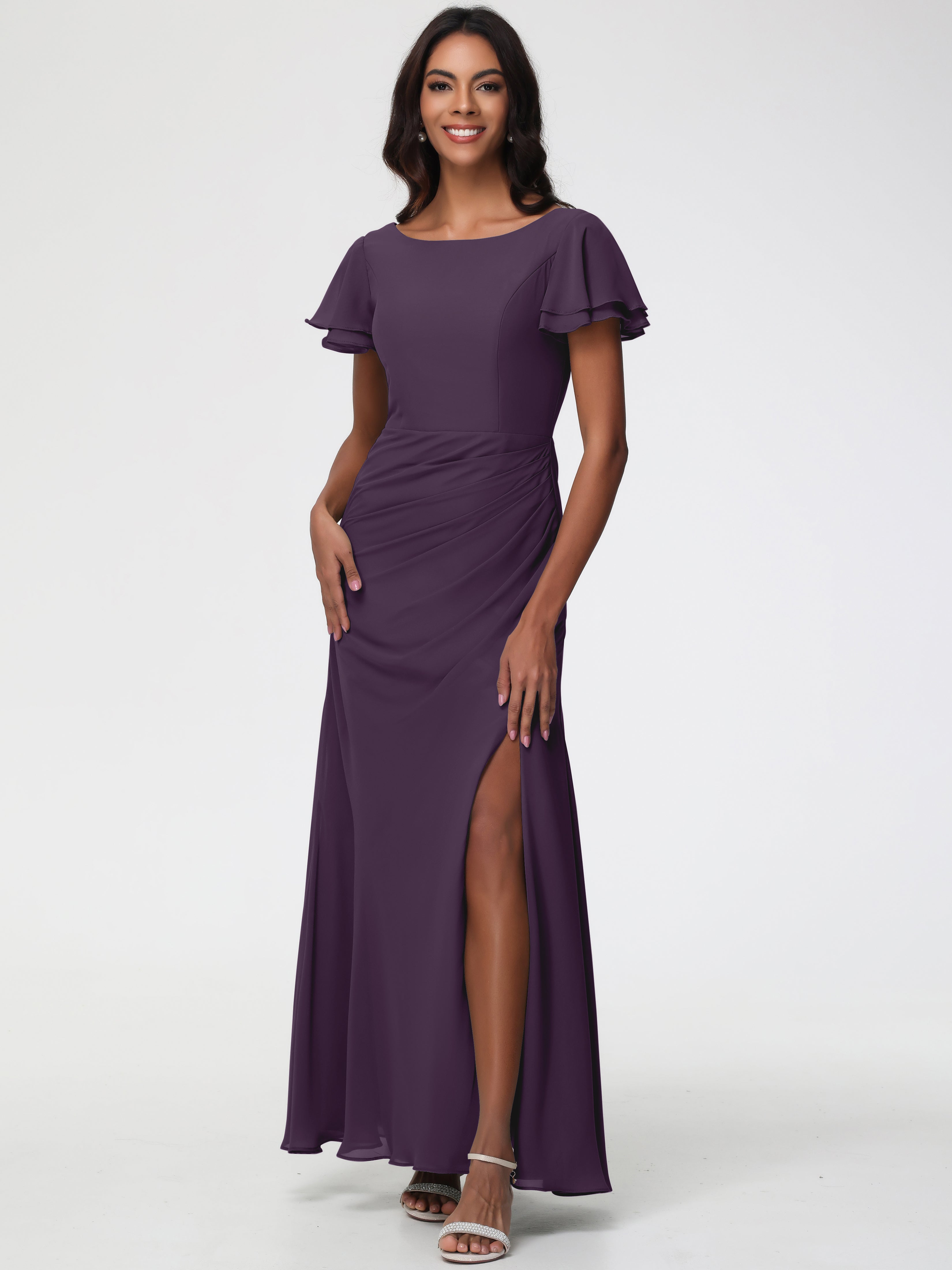 Elegant Purple Bridesmaid Dresses Vera Wang Mulberry Dress W/ Back Drape Tie Bridesmaid Party Dress Bridal Elegant Purple Bridesmaid Dresses Vera Wang Mulberry Dress W/ Back Drape Tie Bridesmaid Party Dress Bridal
