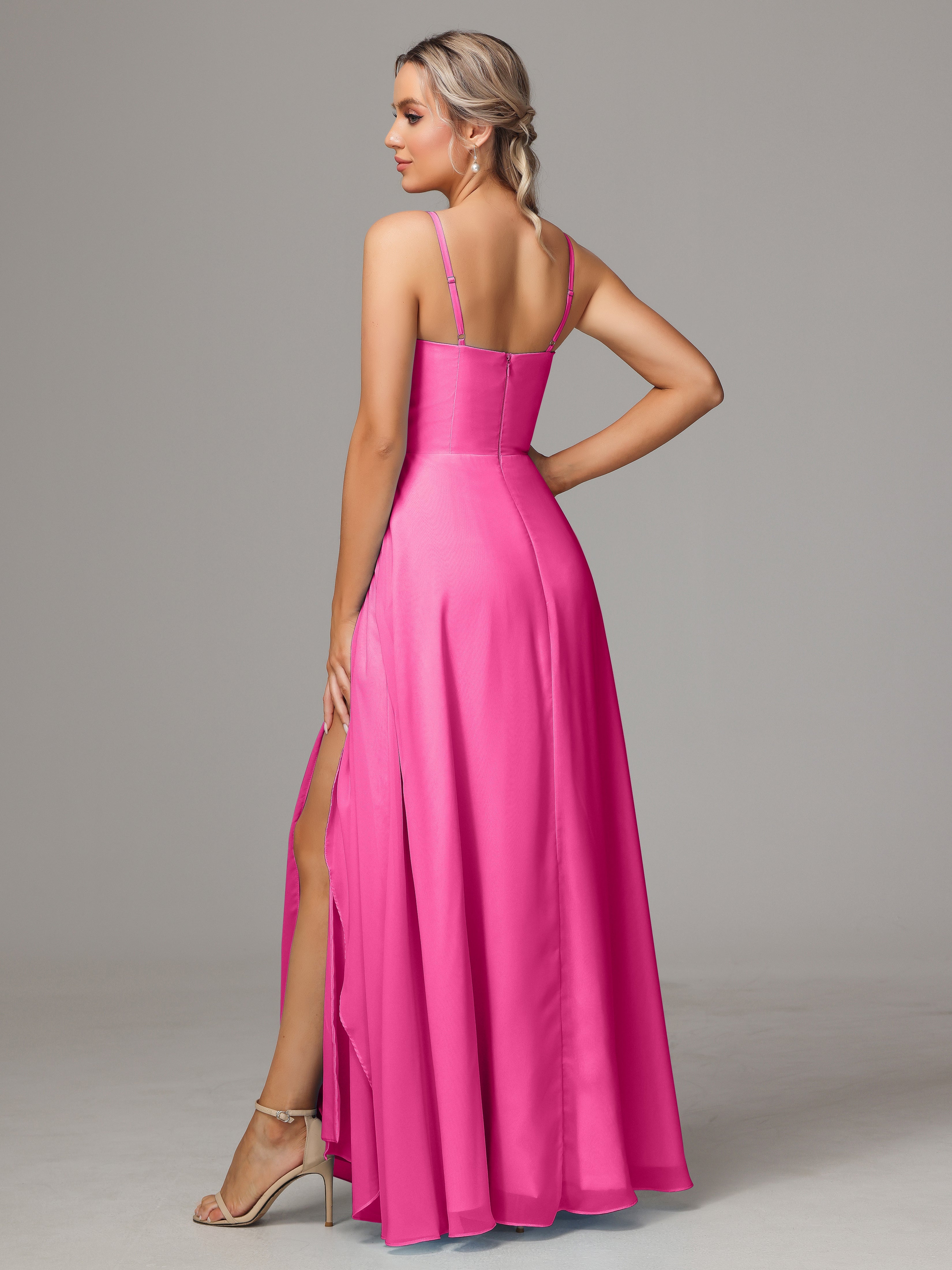 Spaghetti Straps Chiffon Wedding Guest Dress With Pockets