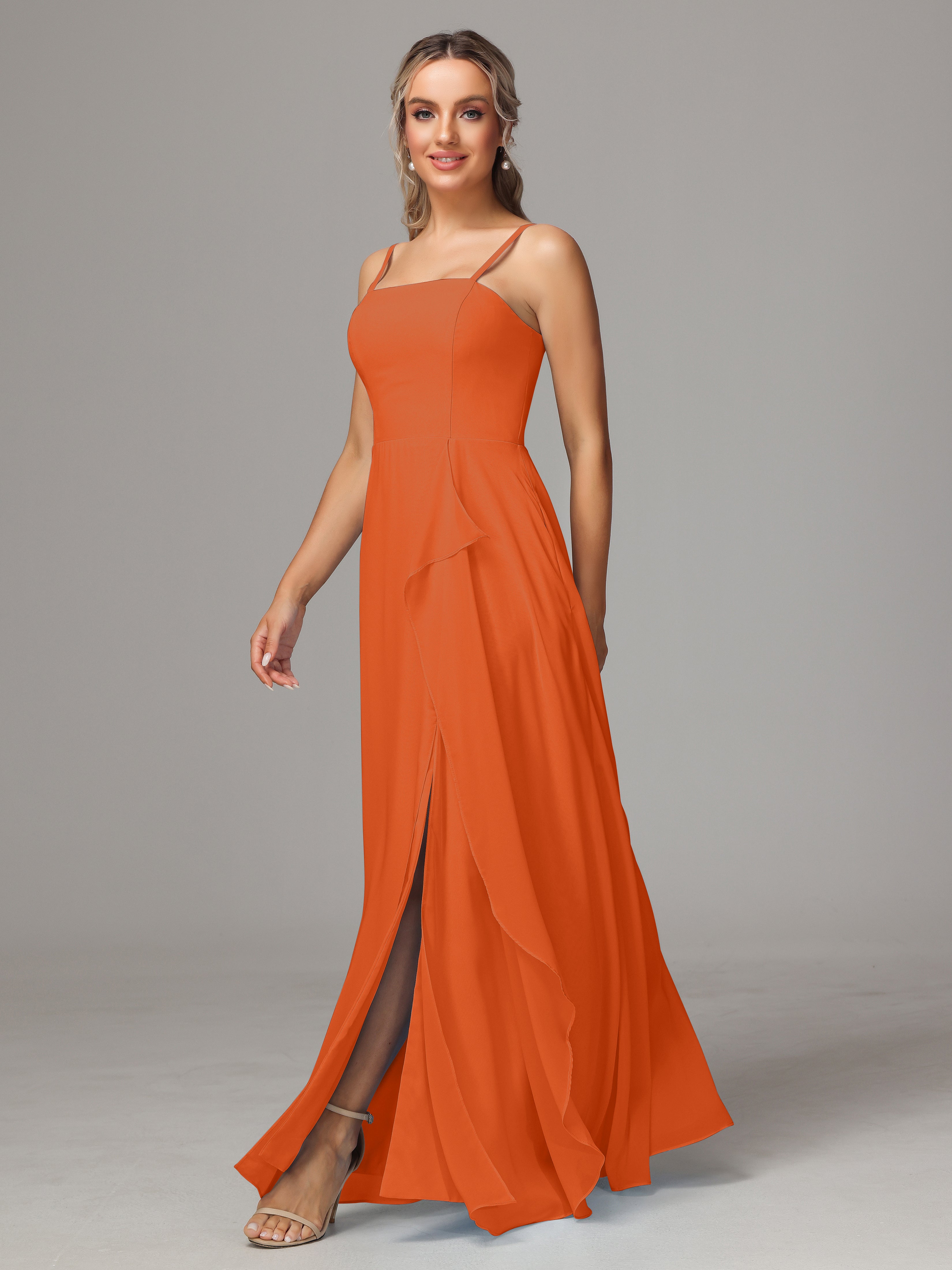 Spaghetti Straps Chiffon Wedding Guest Dress With Pockets