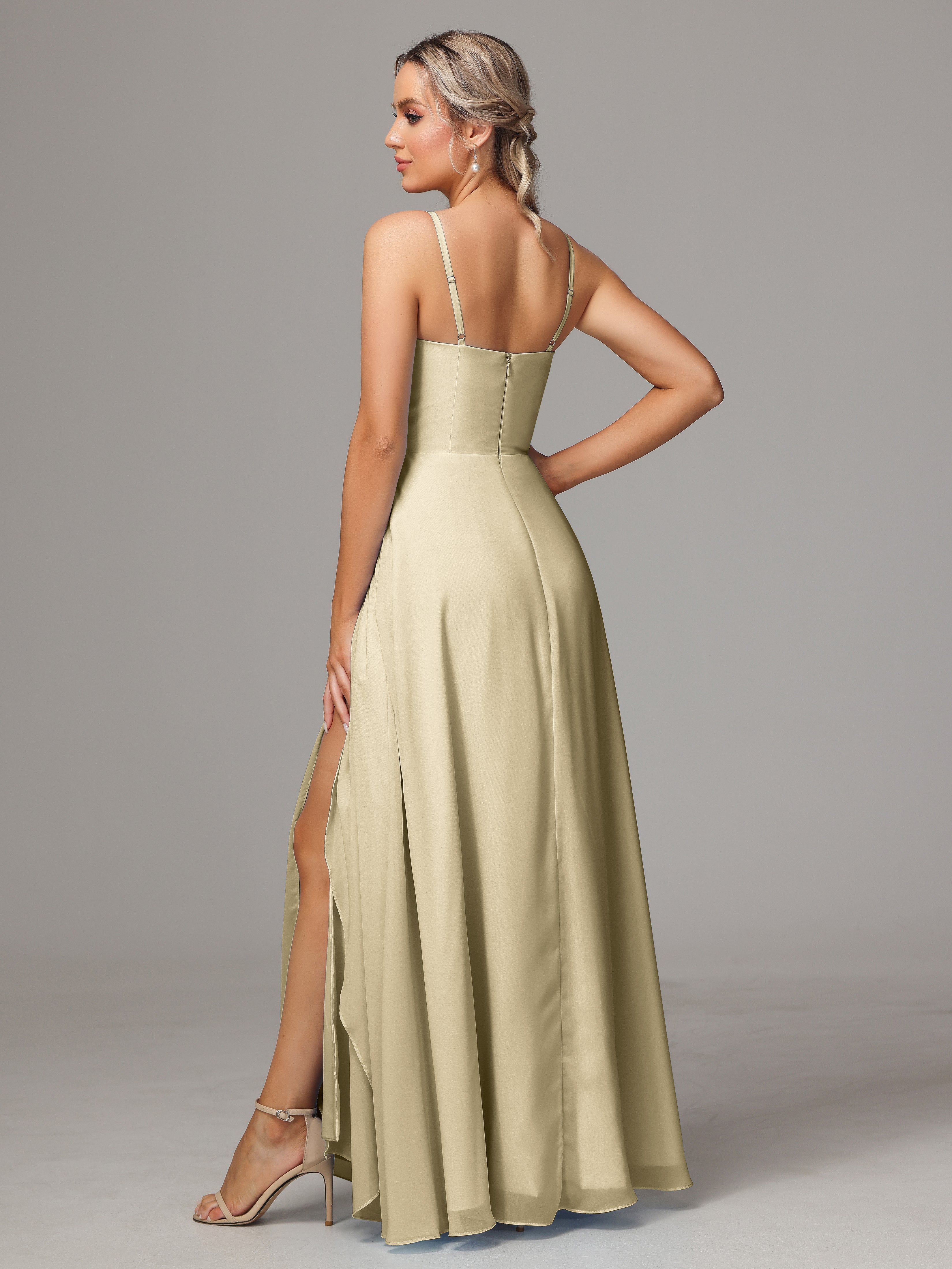 Spaghetti Straps Chiffon Wedding Guest Dress With Pockets