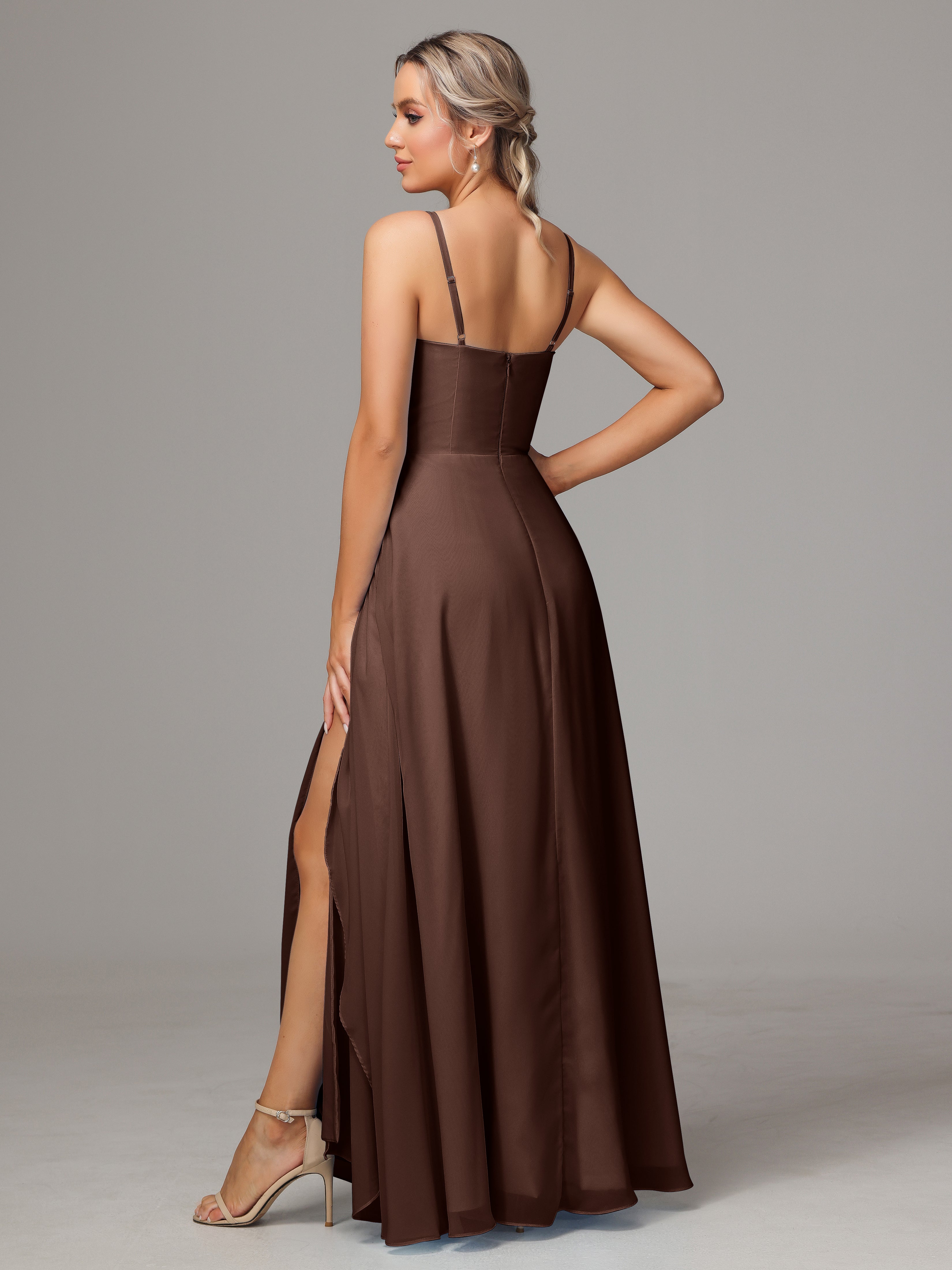 Spaghetti Straps Chiffon Wedding Guest Dress With Pockets