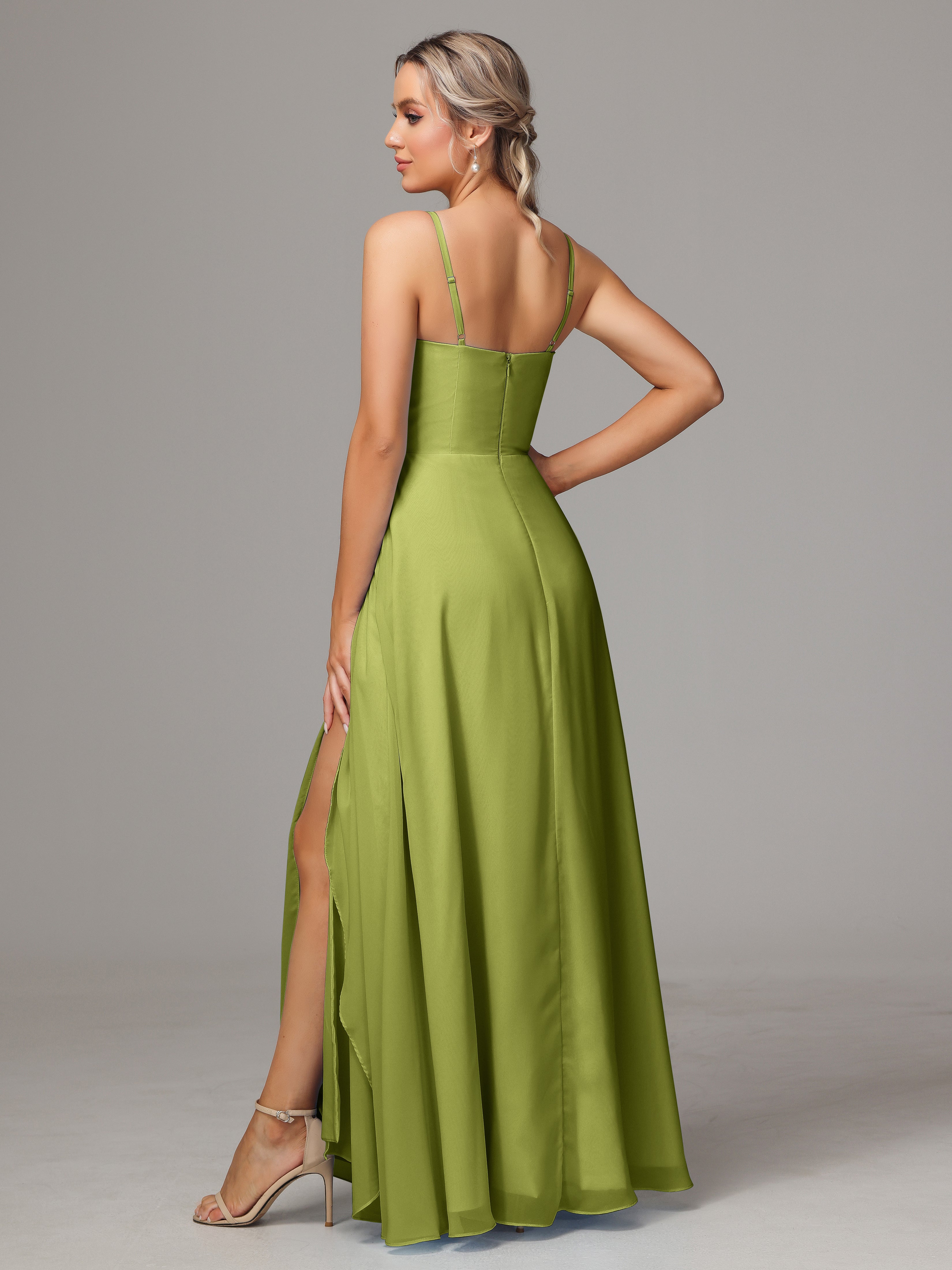 Spaghetti Straps Chiffon Wedding Guest Dress With Pockets