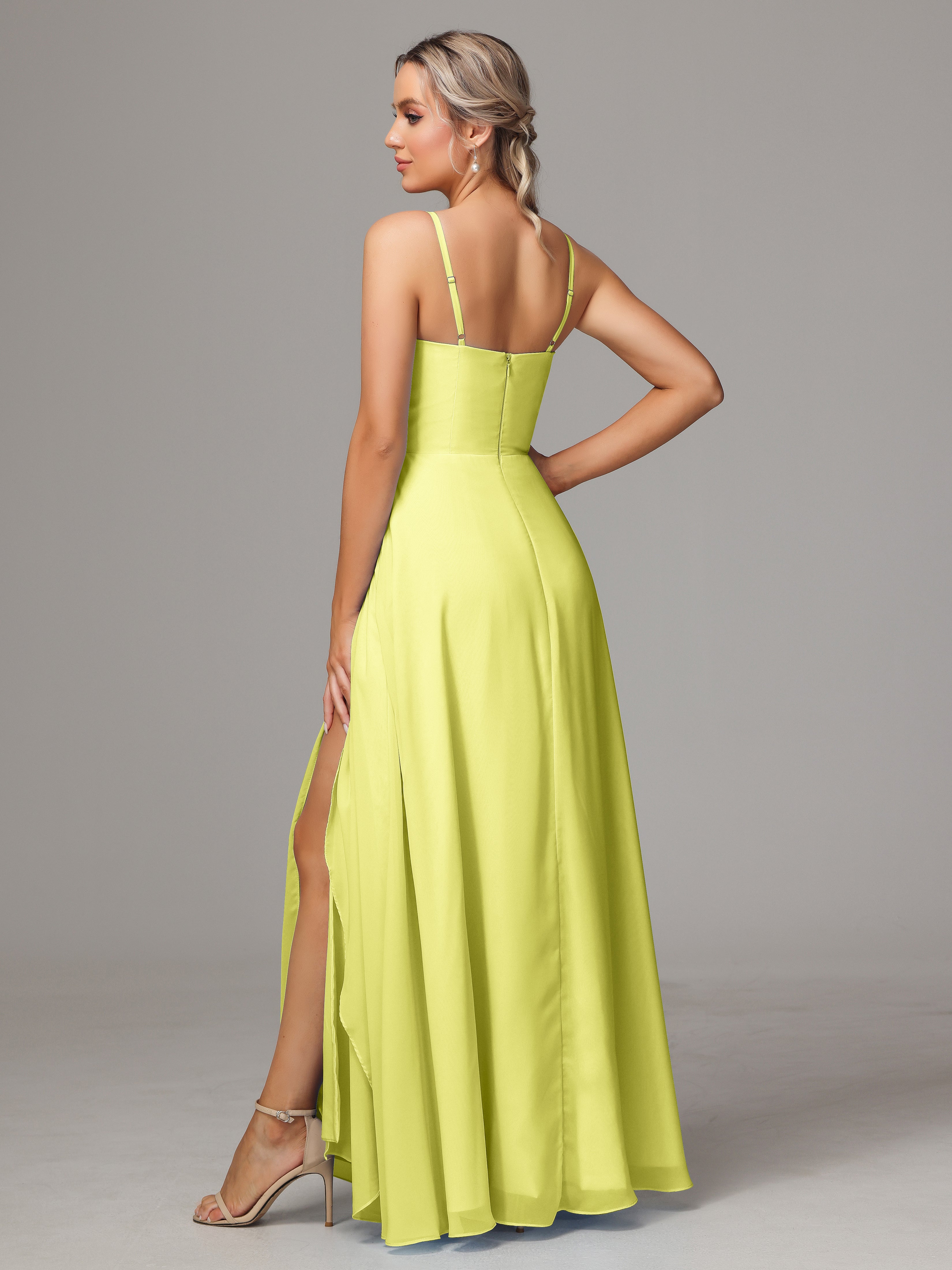 Spaghetti Straps Chiffon Wedding Guest Dress With Pockets